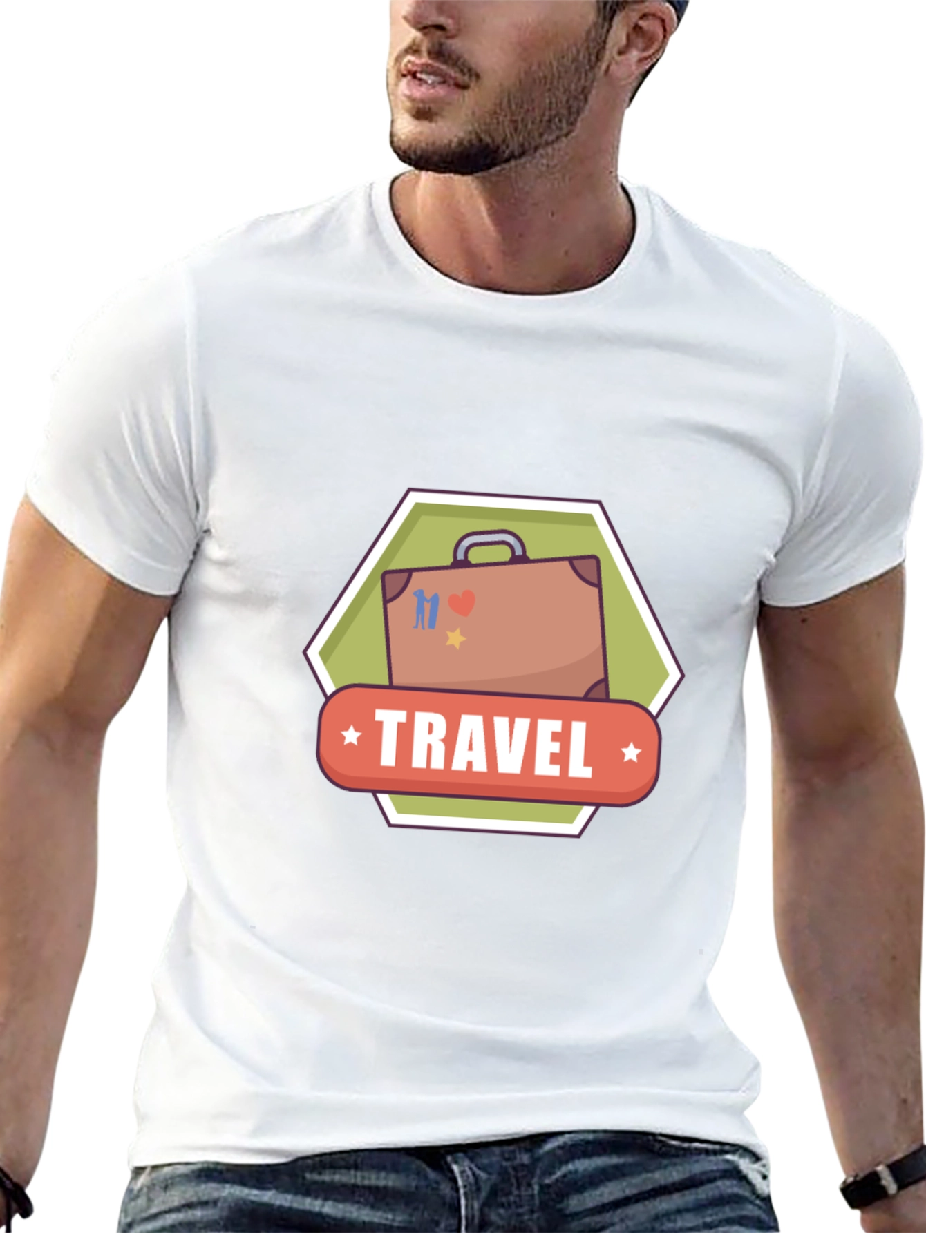 Travel Suitcase Graphic Black T-Shirt