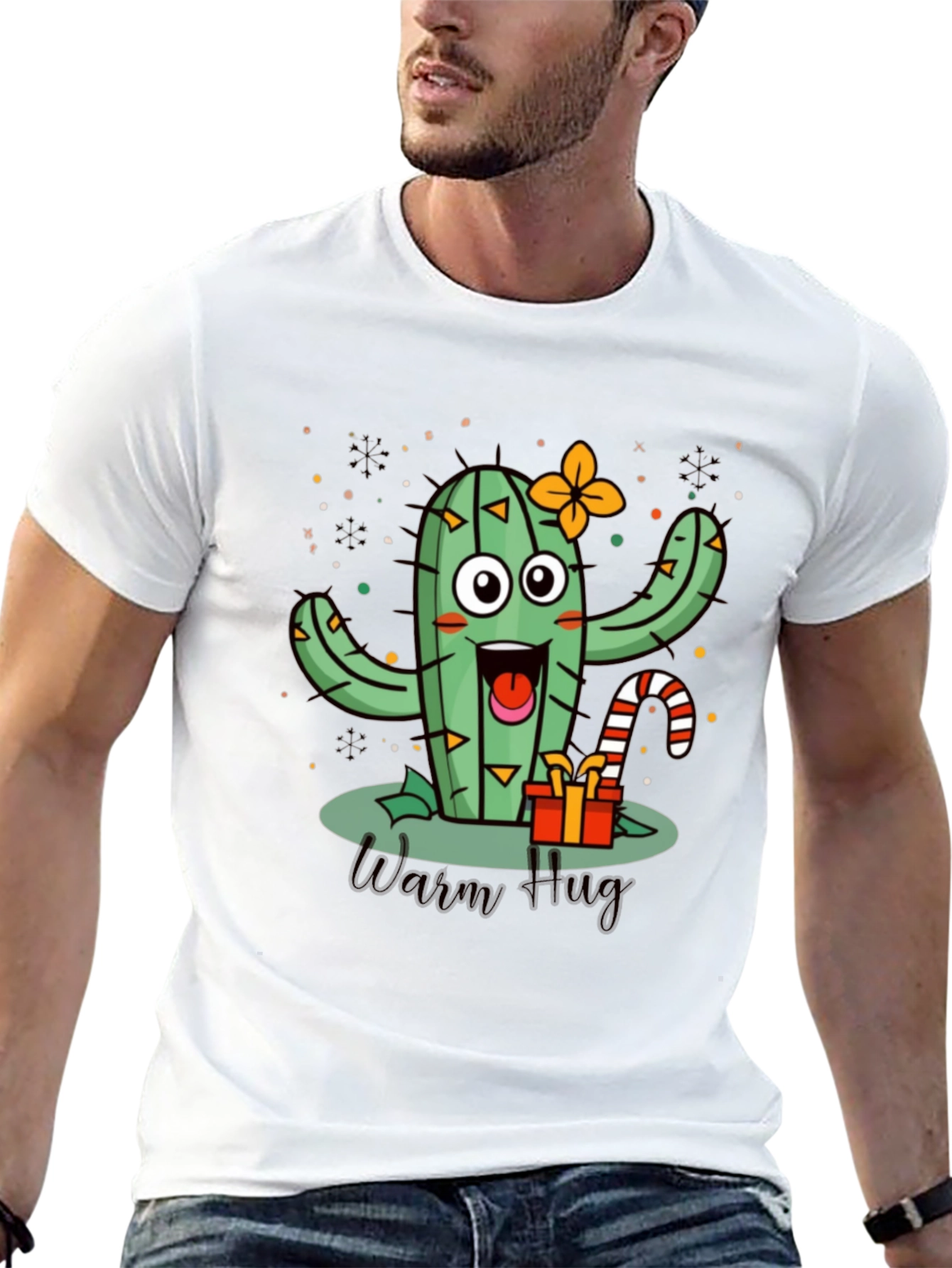 Warm Hug Cactus Black T-Shirt