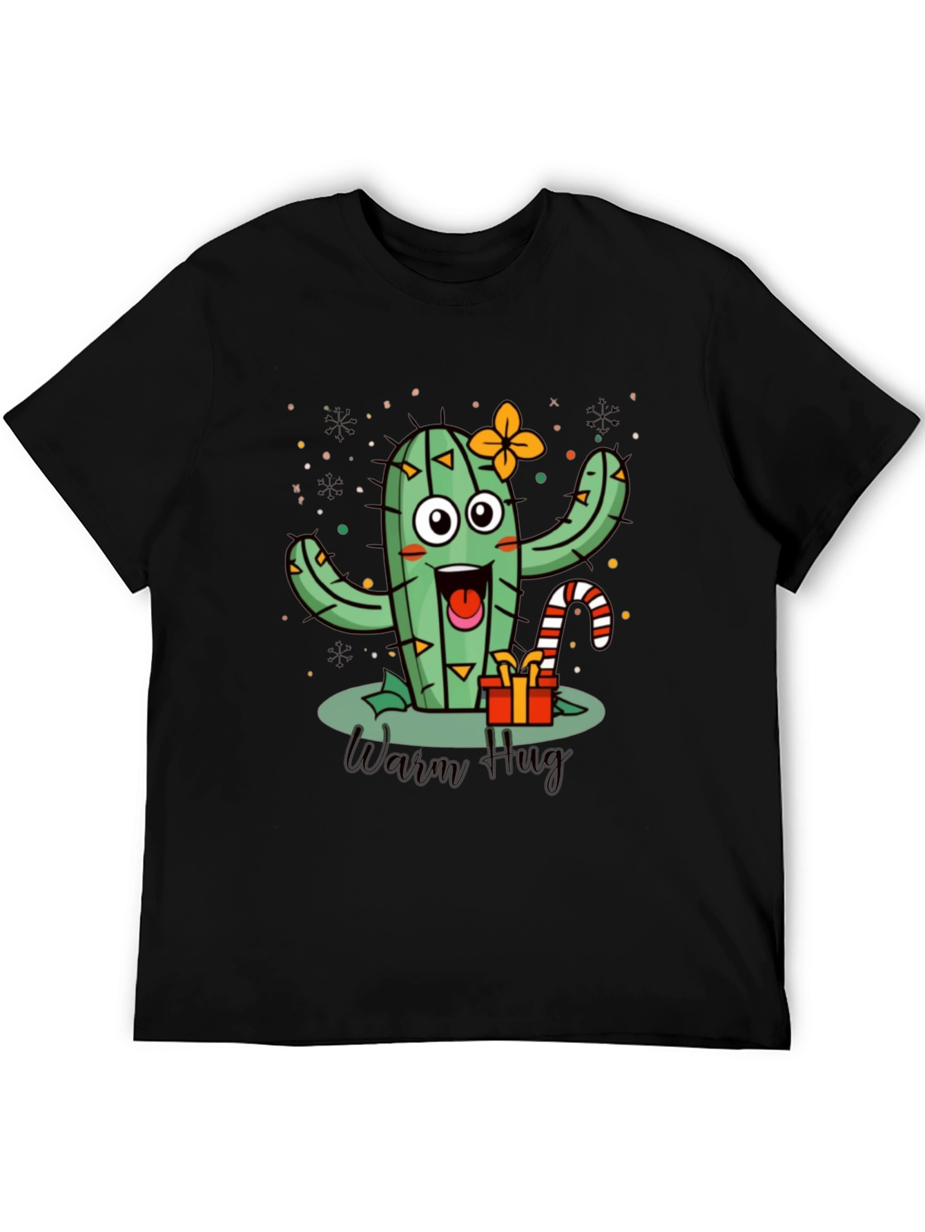 Warm Hug Cactus Black T-Shirt