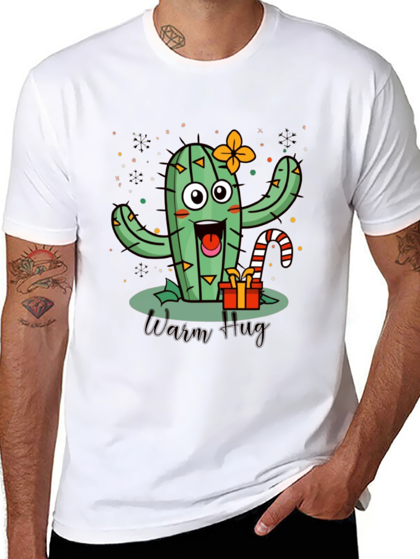 Warm Hug Cactus Black T-Shirt