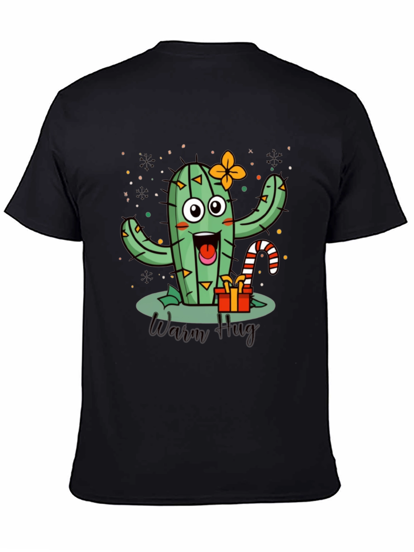 Warm Hug Cactus Black T-Shirt