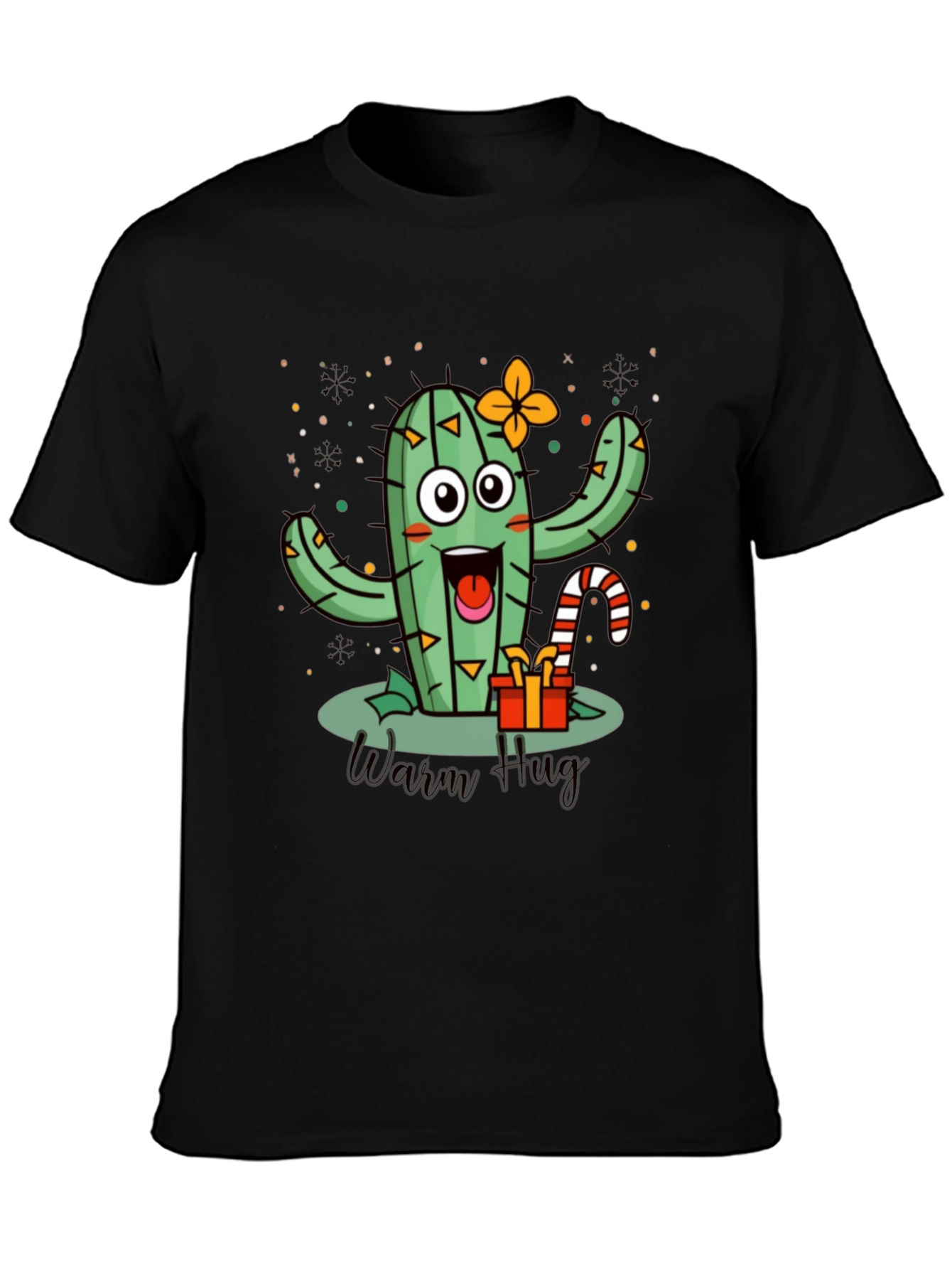 Warm Hug Cactus Black T-Shirt