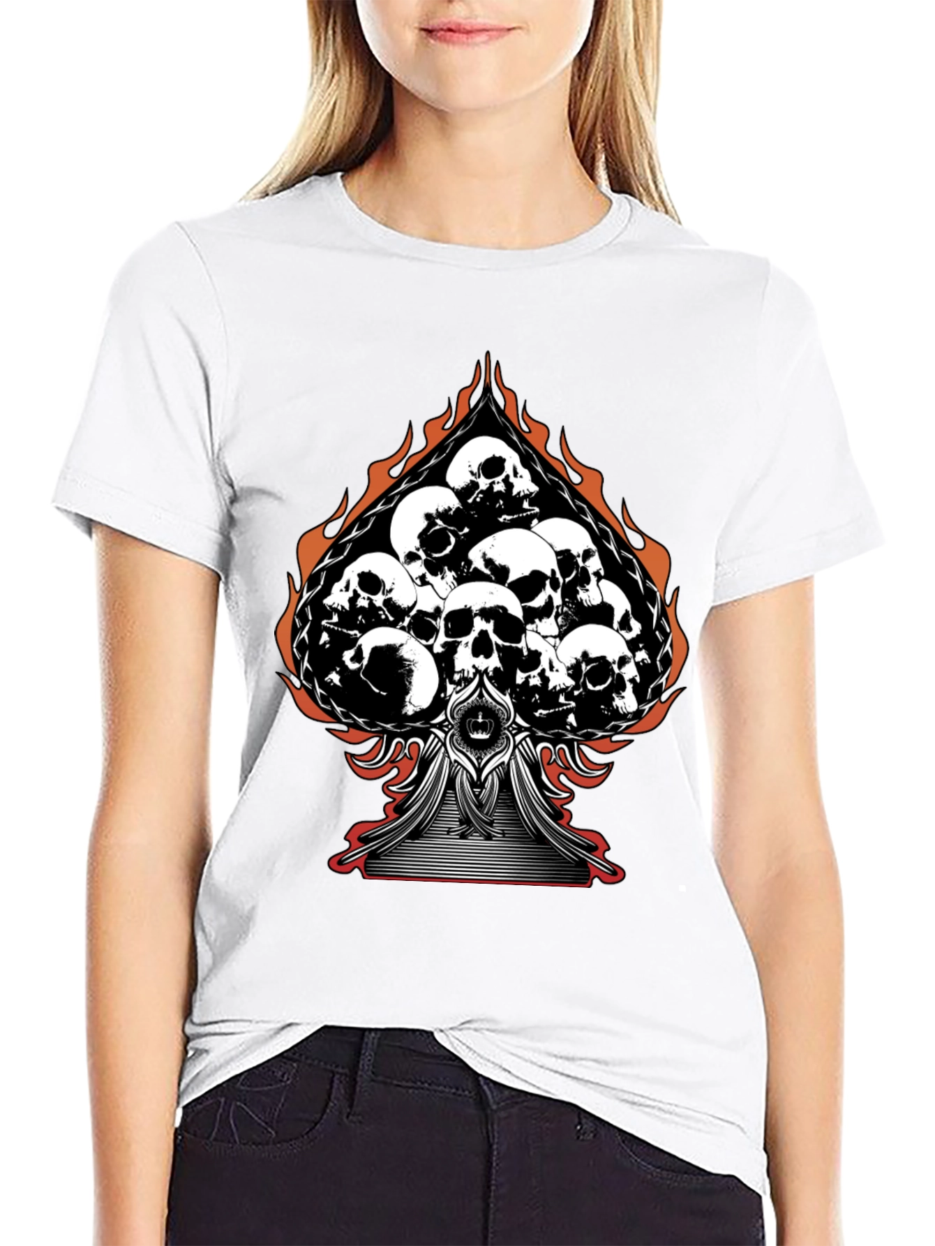 Skull Spade Graphic Tee - Black