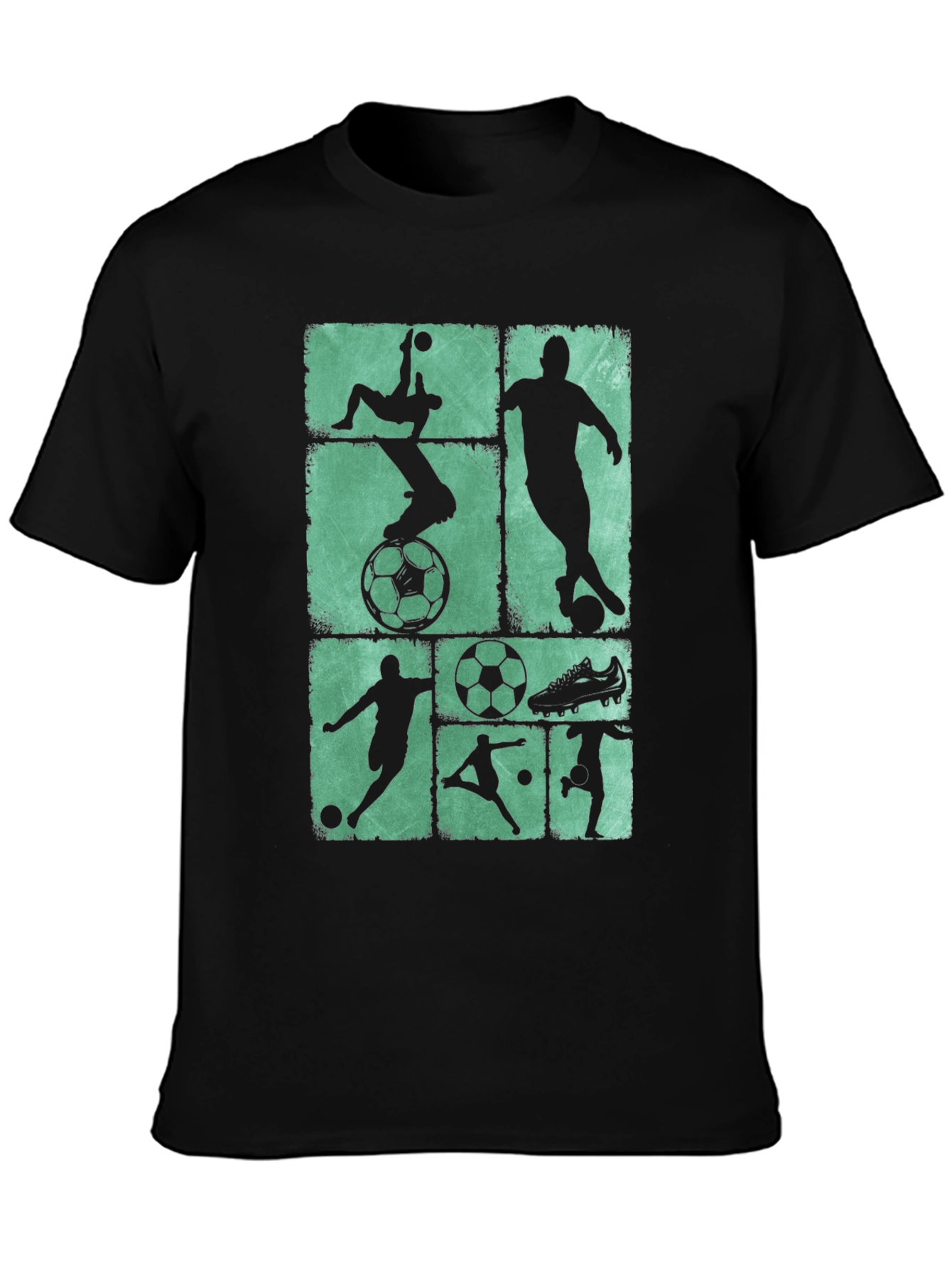 Soccer Silhouette Graphic Tee - Black Cotton Blend