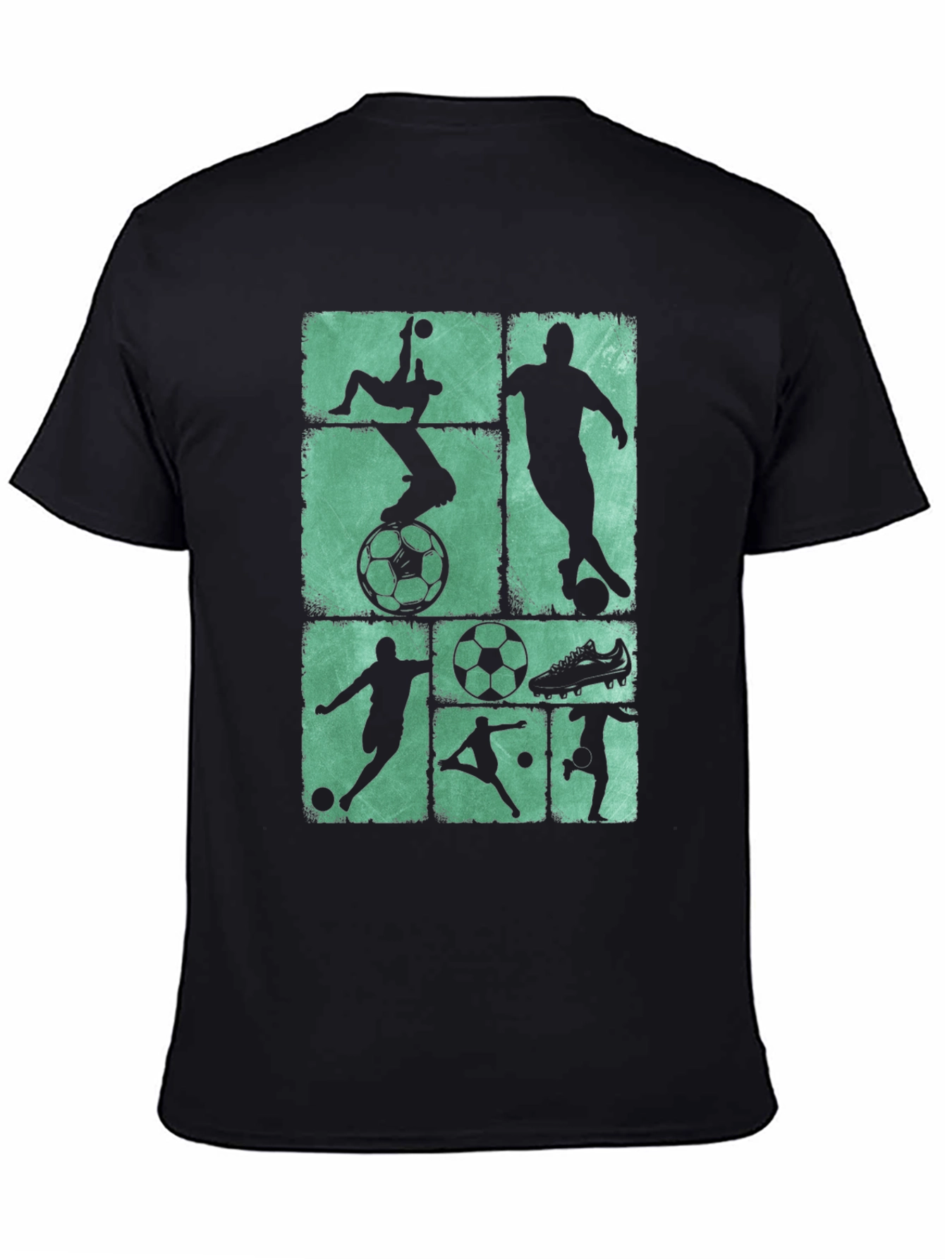 Soccer Silhouette Graphic Tee - Black Cotton Blend
