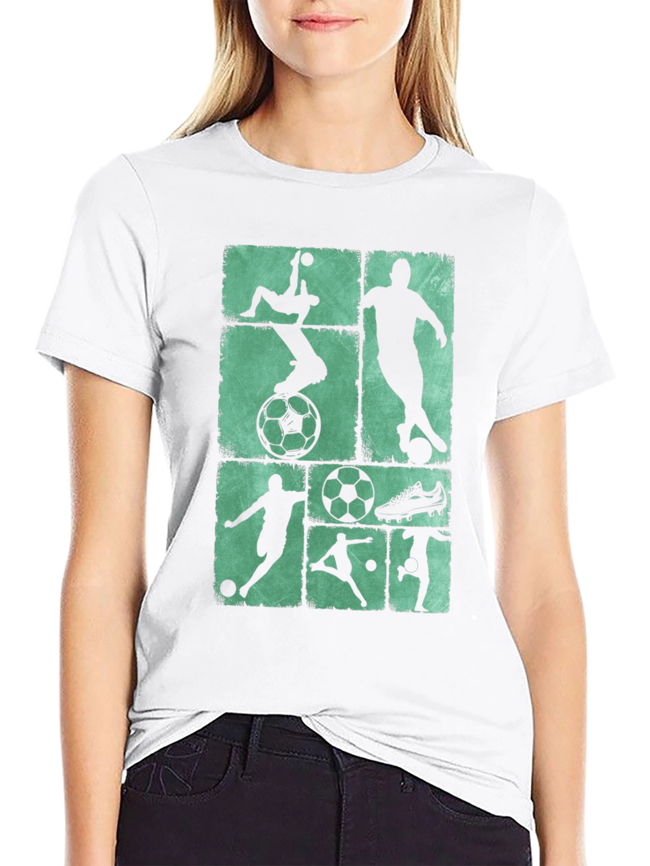 Soccer Silhouette Graphic Tee - Black Cotton Blend
