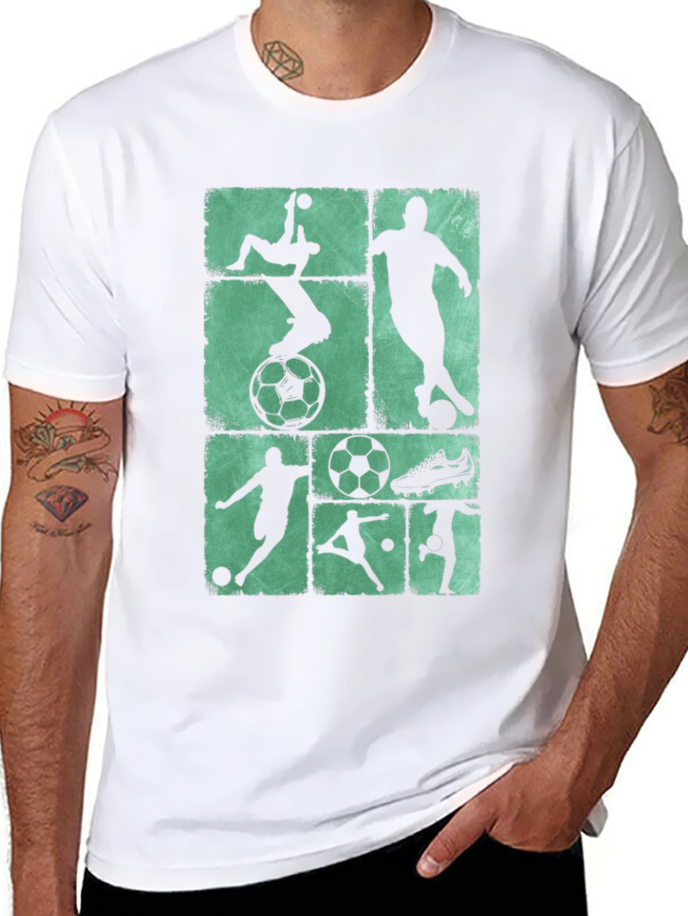 Soccer Silhouette Graphic Tee - Black Cotton Blend