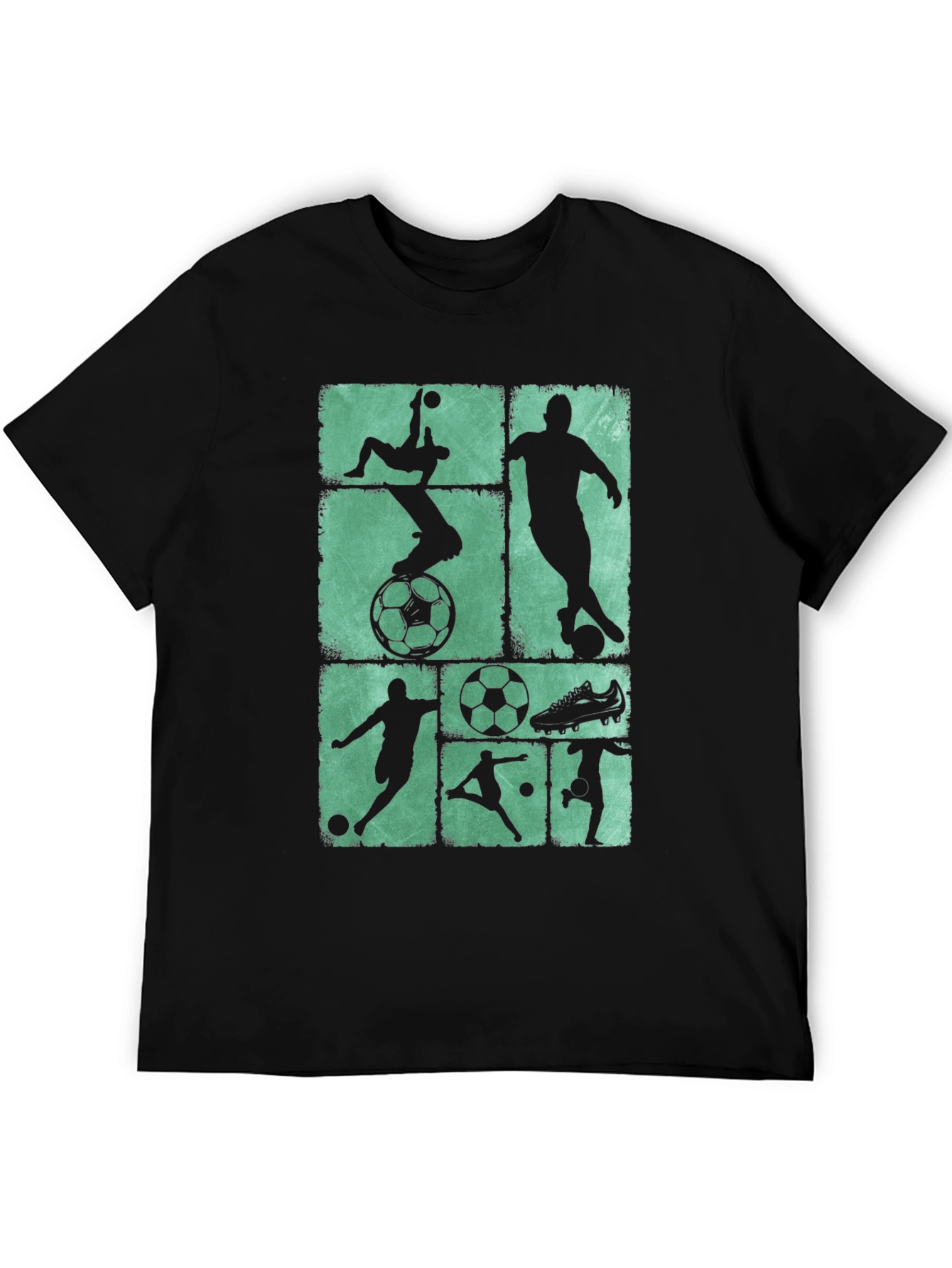 Soccer Silhouette Graphic Tee - Black Cotton Blend