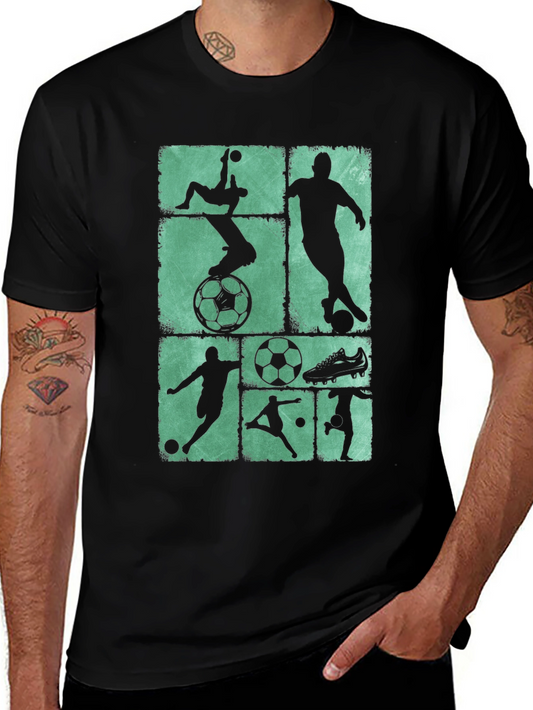 Soccer Silhouette Graphic Tee - Black Cotton Blend