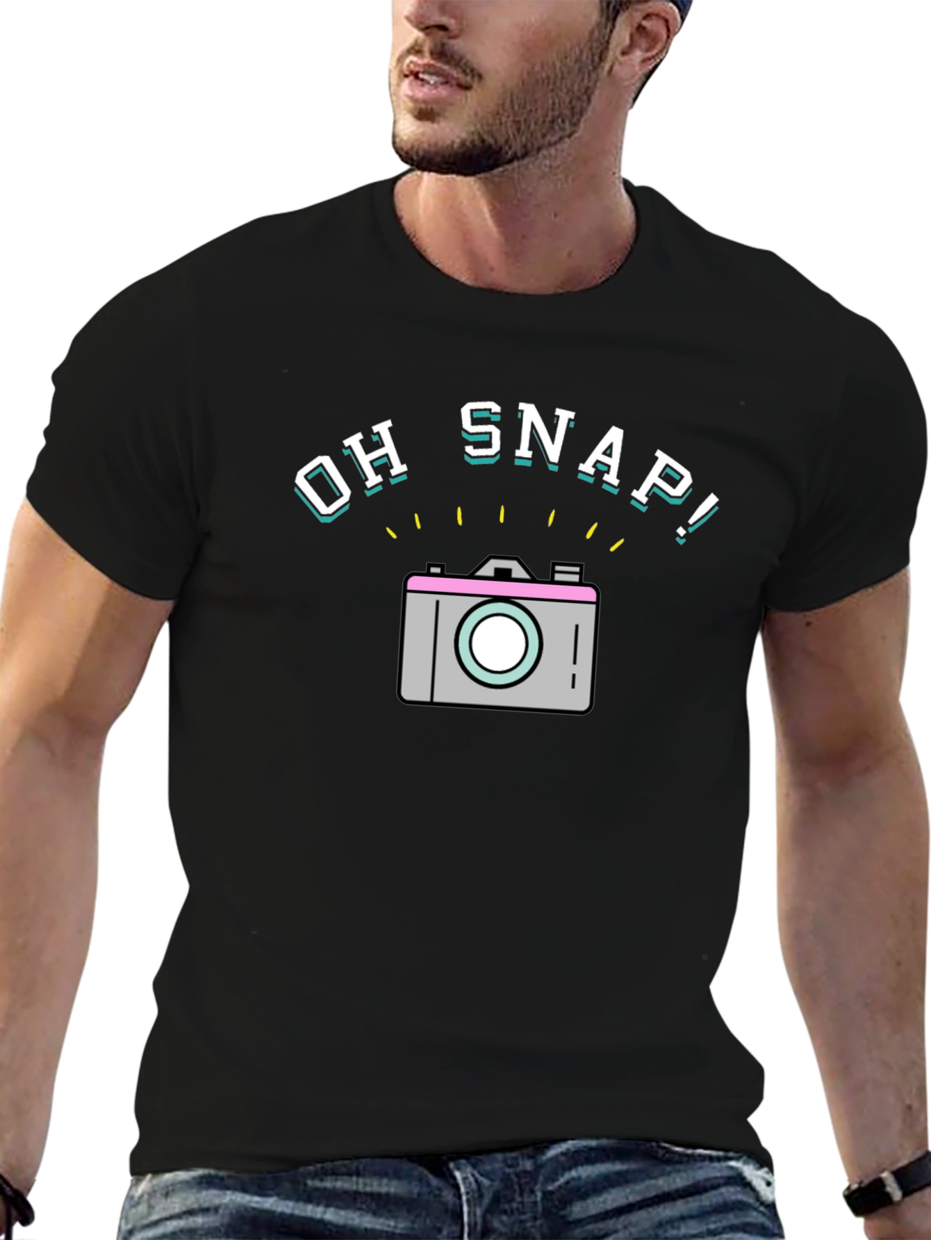 Oh Snap! Graphic Print Black T-Shirt