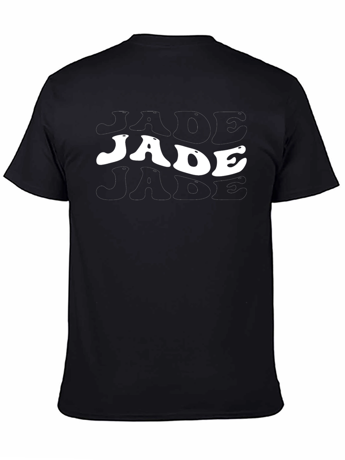 Retro Jade Text Graphic Tee - Black Cotton T-Shirt