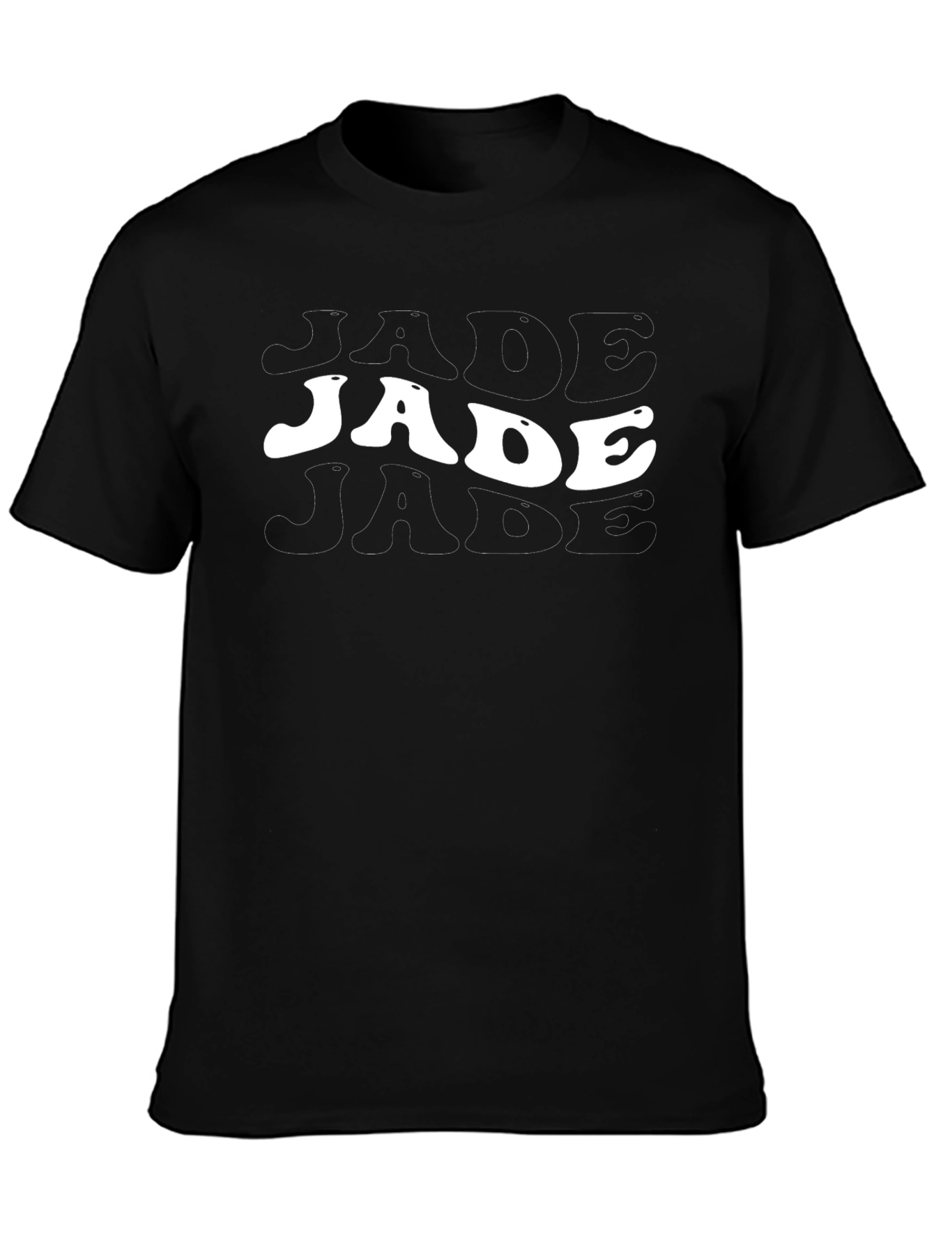 Retro Jade Text Graphic Tee - Black Cotton T-Shirt