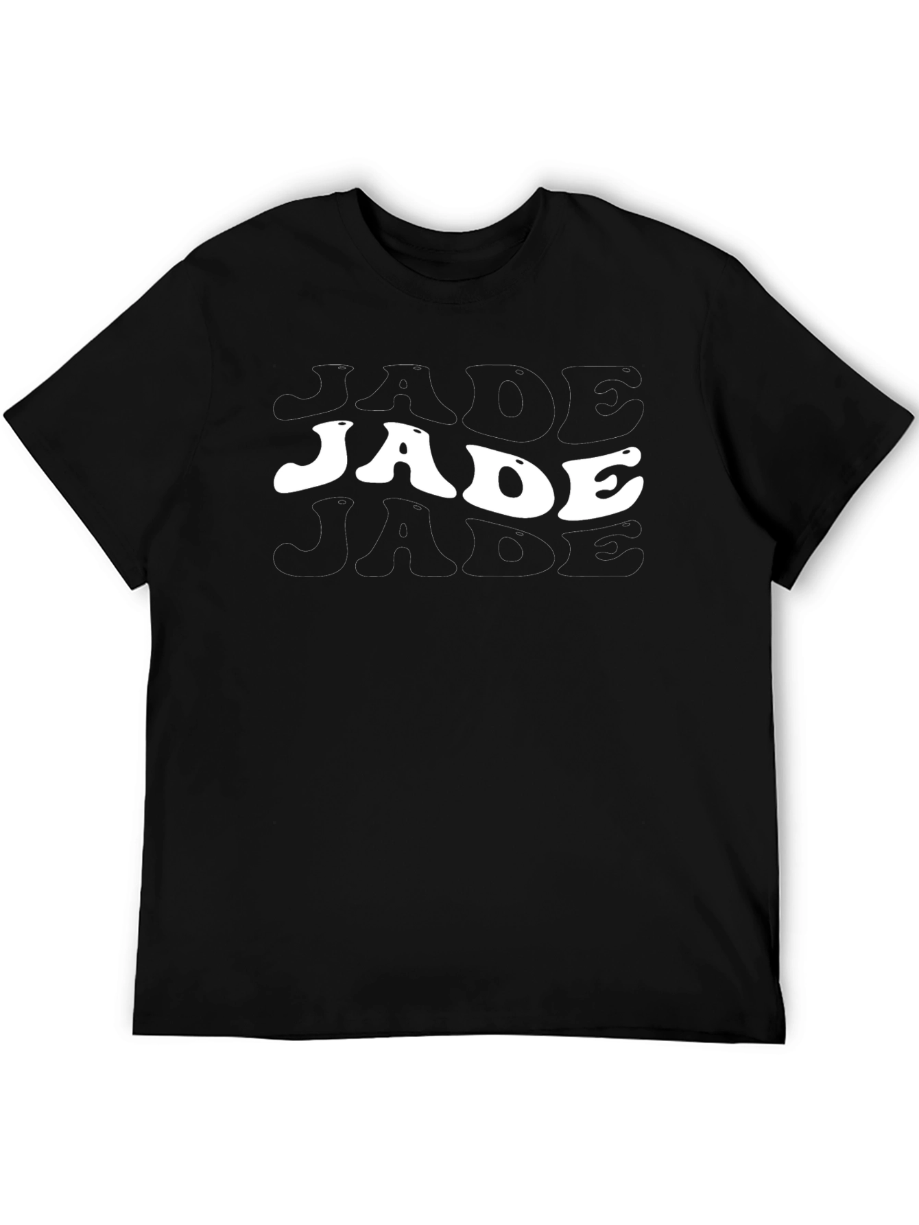 Retro Jade Text Graphic Tee - Black Cotton T-Shirt