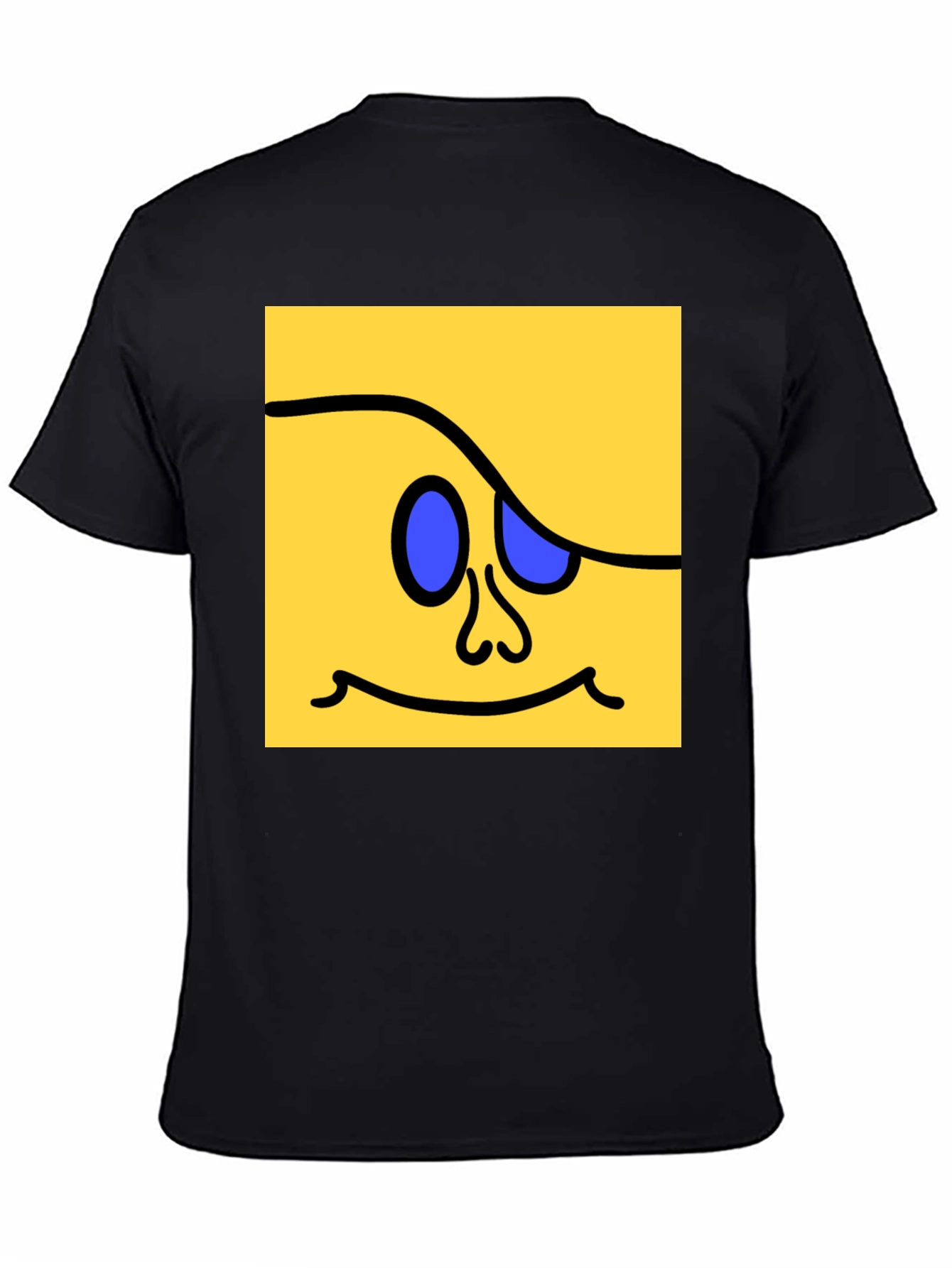 Funky Square Face Graphic Tee - Black Cotton Blend