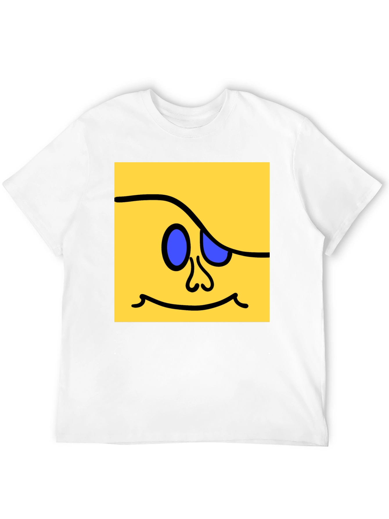 Funky Square Face Graphic Tee - Black Cotton Blend