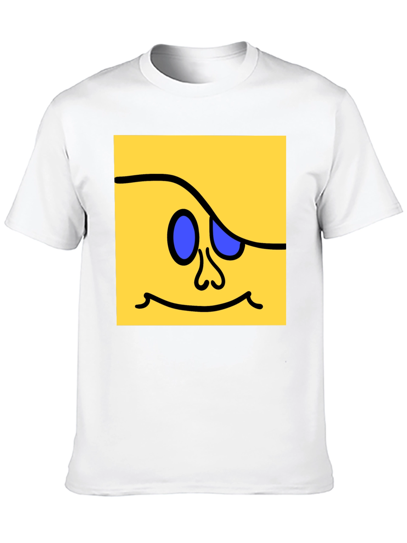 Funky Square Face Graphic Tee - Black Cotton Blend