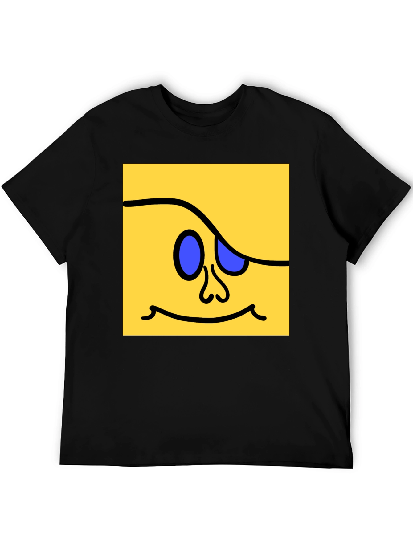 Funky Square Face Graphic Tee - Black Cotton Blend
