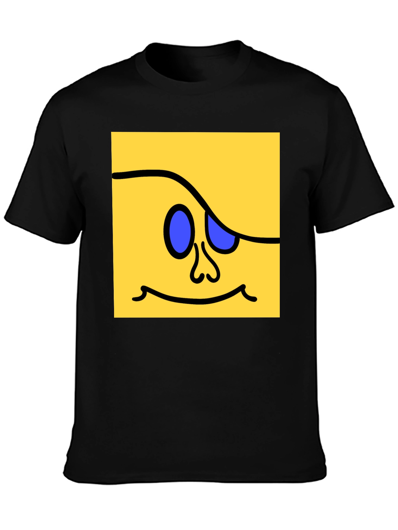 Funky Square Face Graphic Tee - Black Cotton Blend