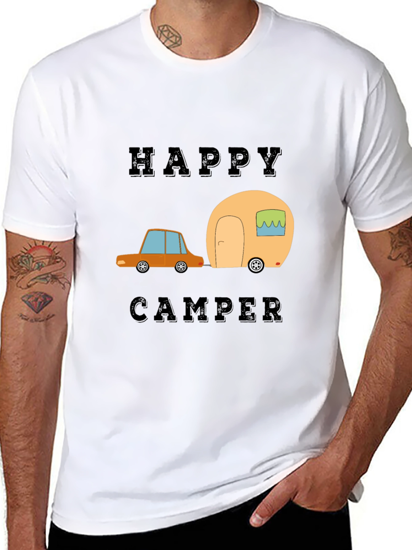 Happy Camper Graphic Tee - Black Cotton