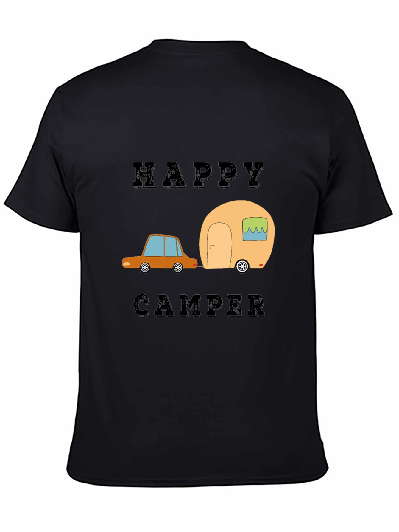 Happy Camper Graphic Tee - Black Cotton