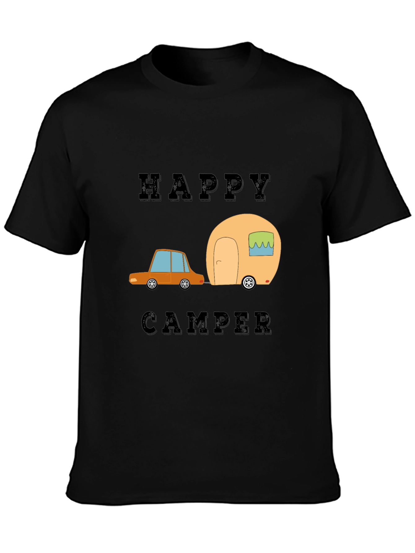 Happy Camper Graphic Tee - Black Cotton