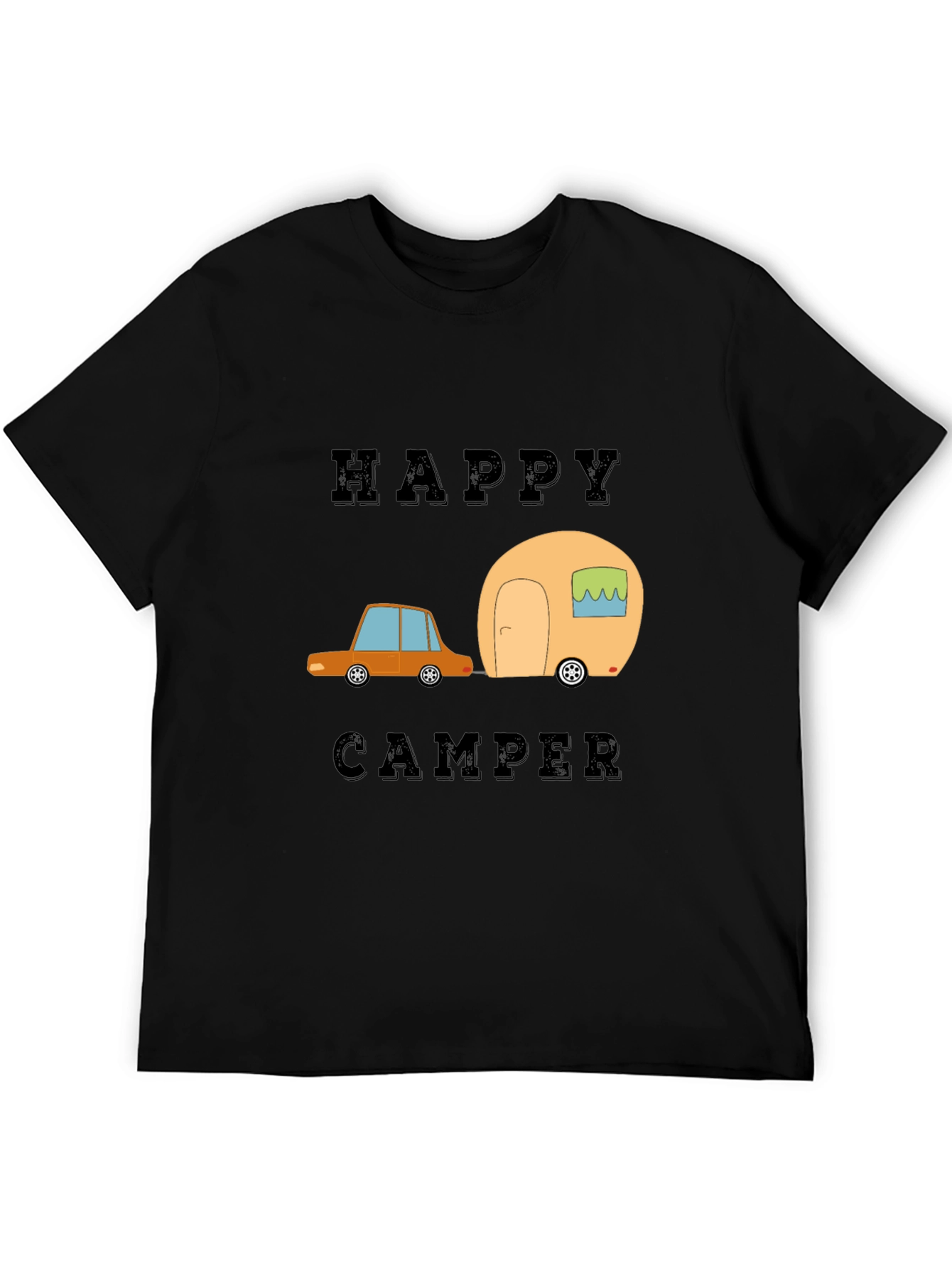 Happy Camper Graphic Tee - Black Cotton