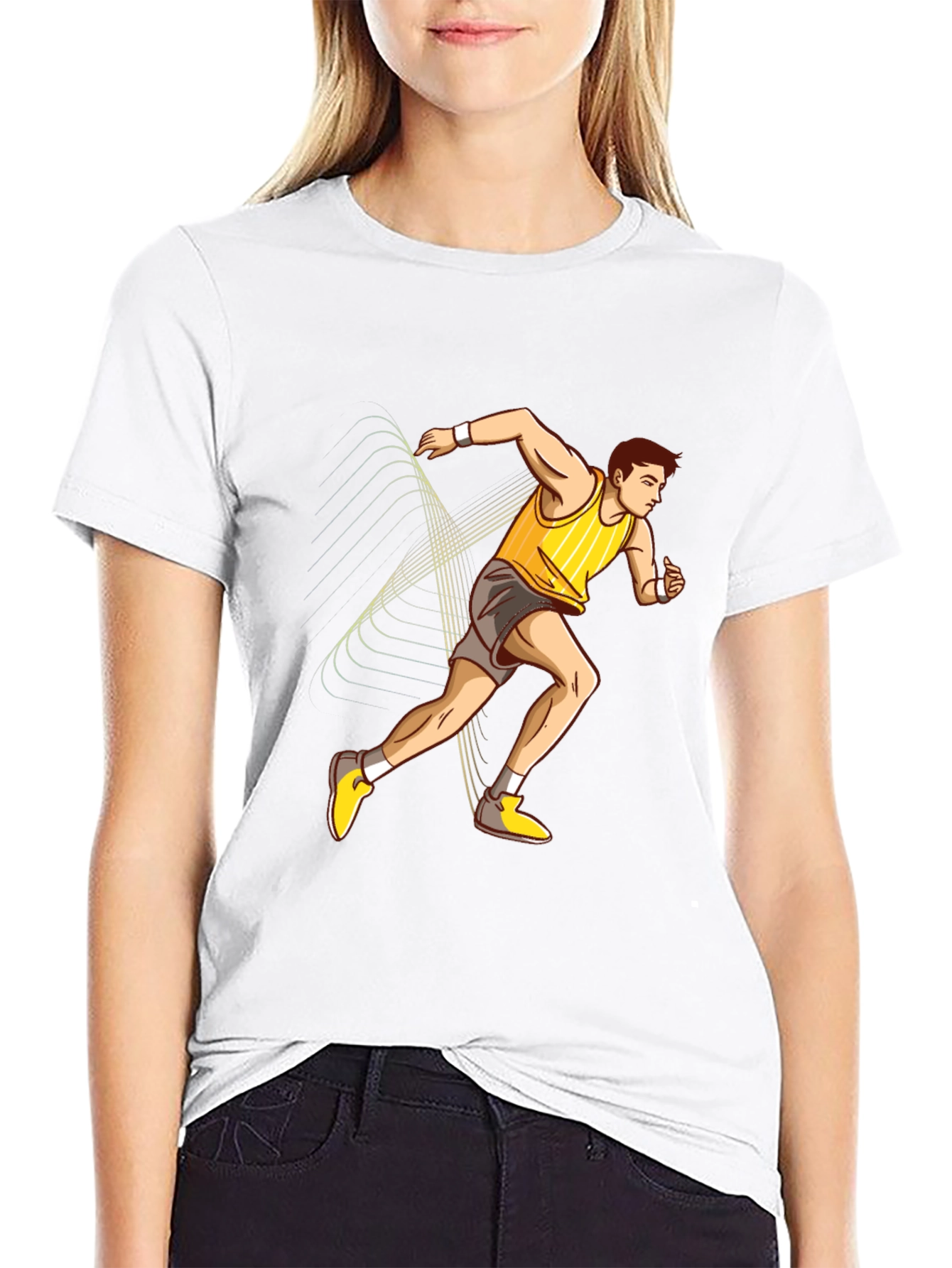 Runner Graphic Print Black T-Shirt