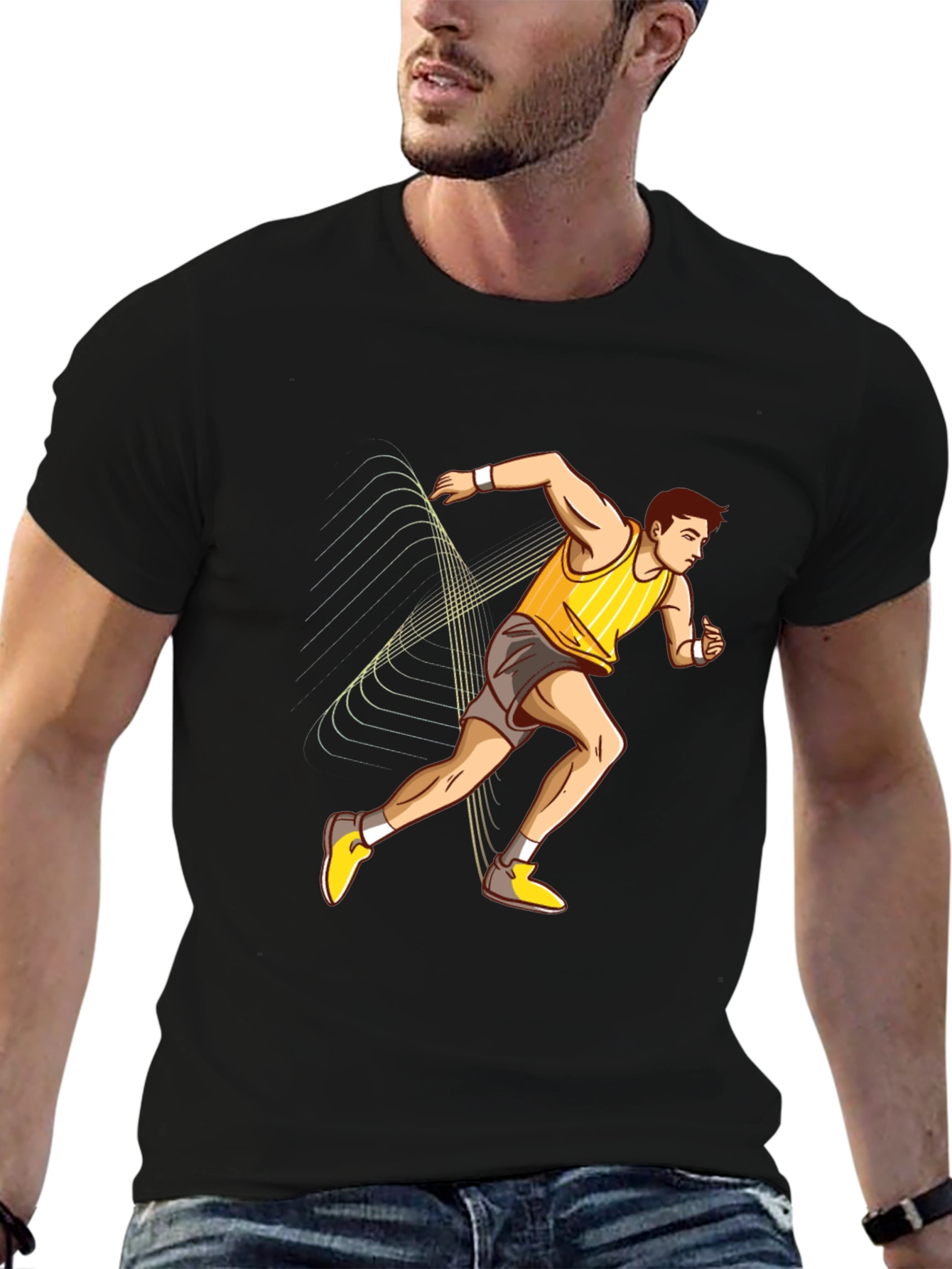 Runner Graphic Print Black T-Shirt