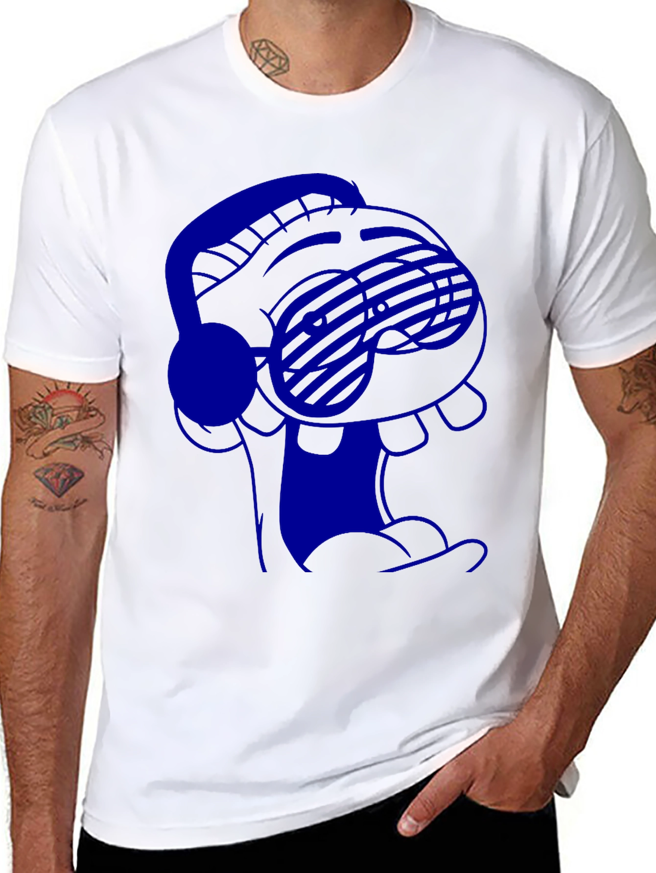 Cool Cartoon T-Shirt with Headphones and Sunglasses