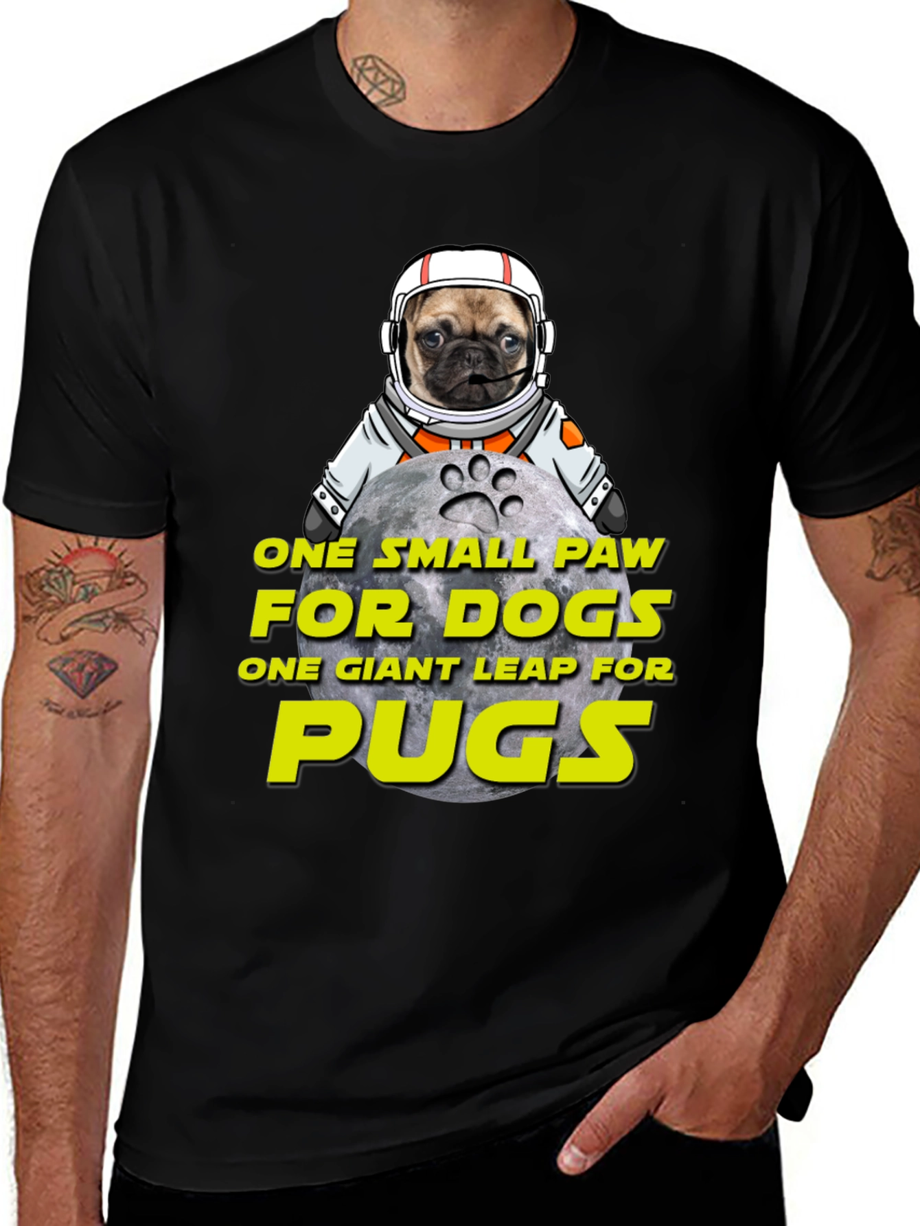 Pug Astronaut T-Shirt - One Small Paw Giant Leap
