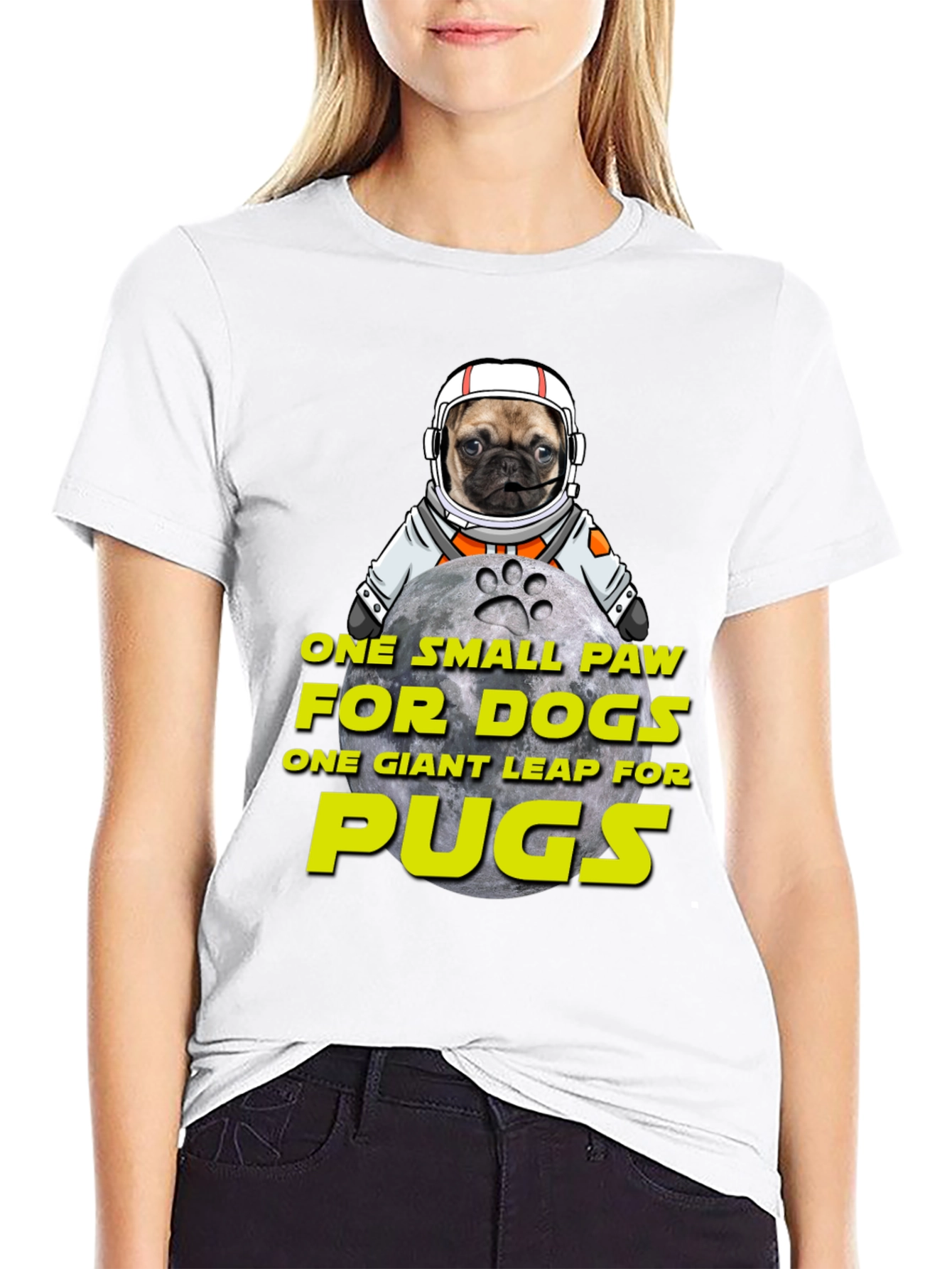 Pug Astronaut T-Shirt - One Small Paw Giant Leap