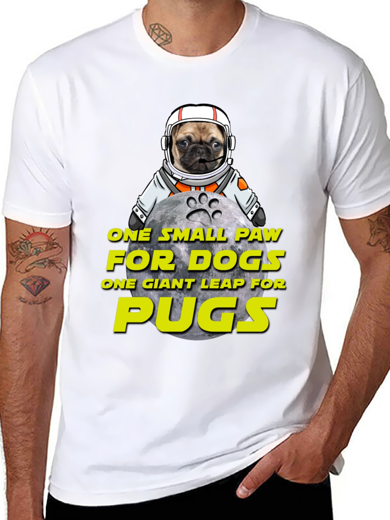Pug Astronaut T-Shirt - One Small Paw Giant Leap