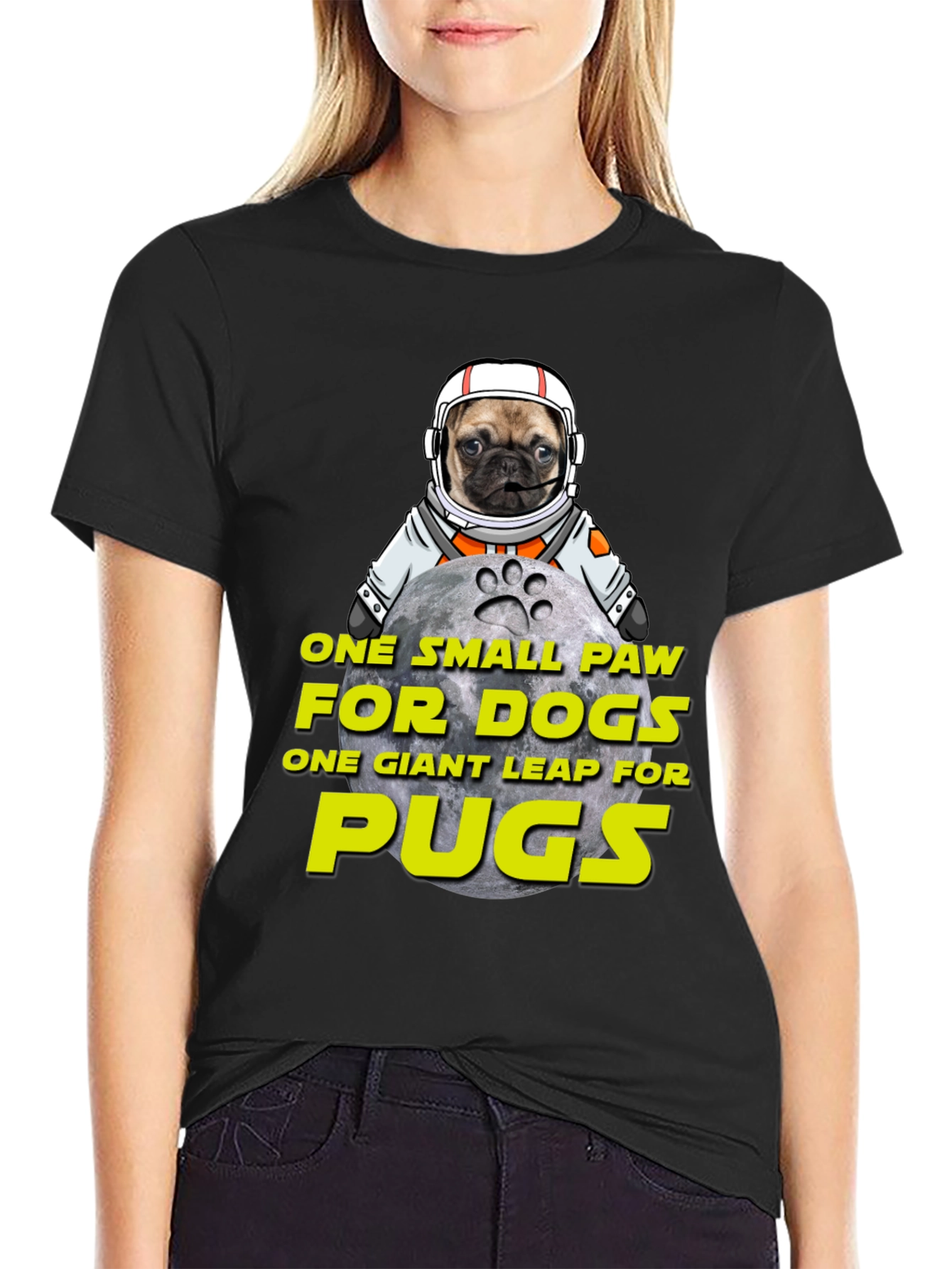 Pug Astronaut T-Shirt - One Small Paw Giant Leap