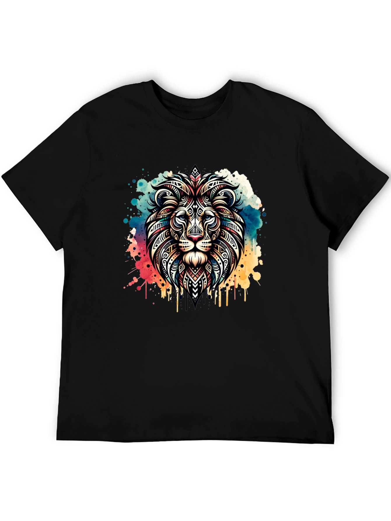 Lion Head Graphic Tee - Mens Black T-Shirt