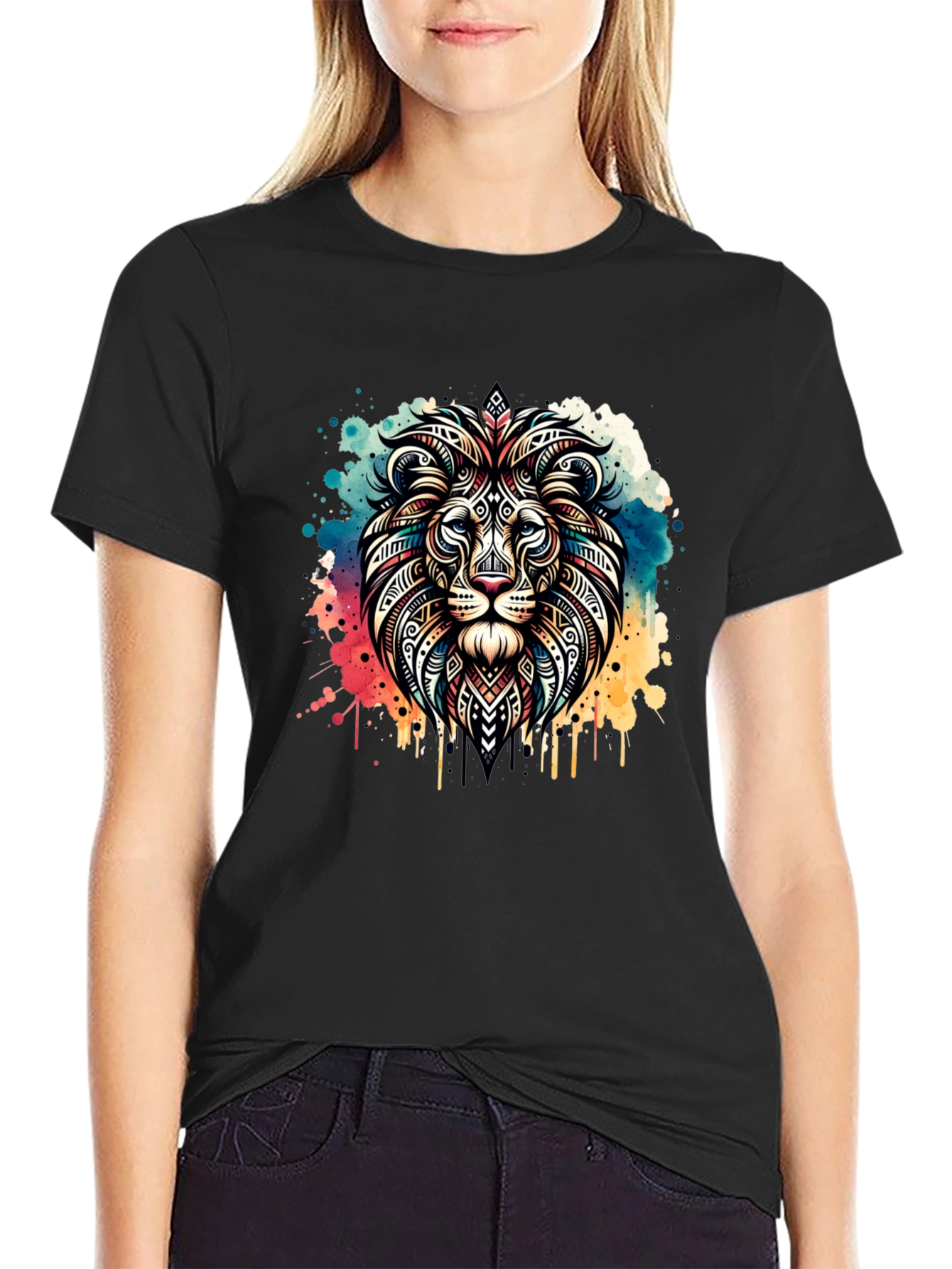 Lion Head Graphic Tee - Mens Black T-Shirt
