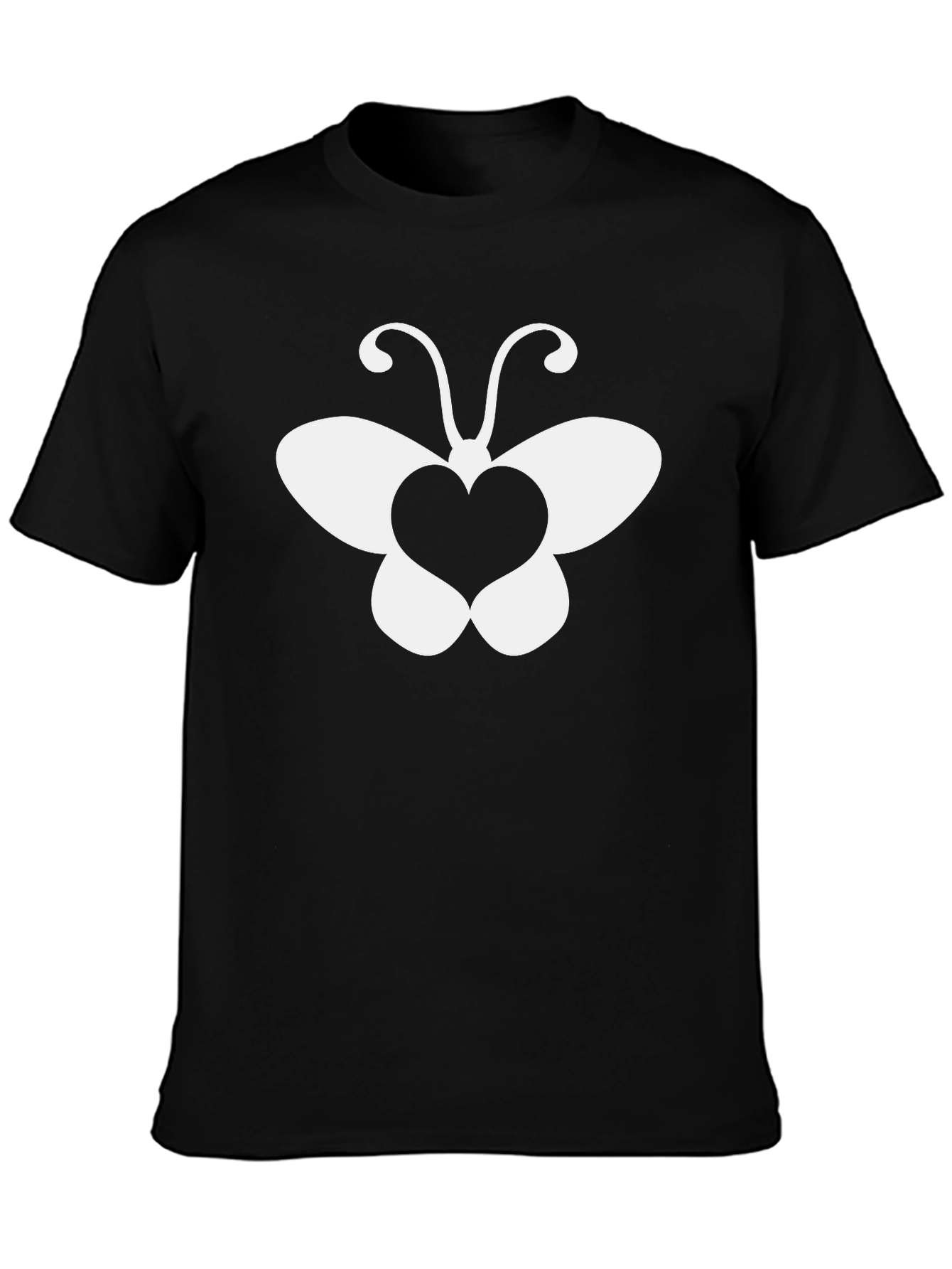 Heart Butterfly Graphic Tee - Stylish Black T-Shirt