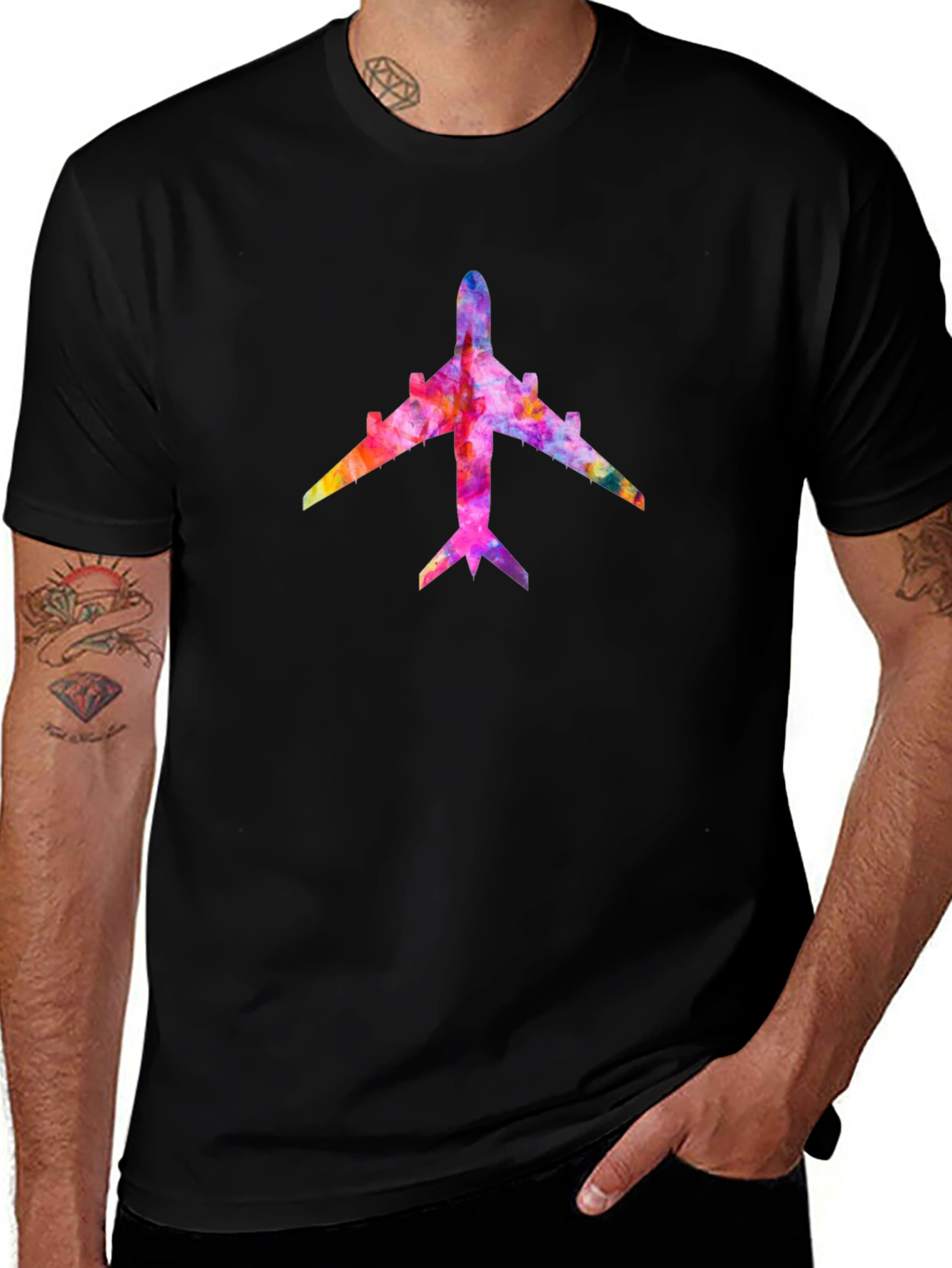 Colorful Airplane Graphic T-Shirt