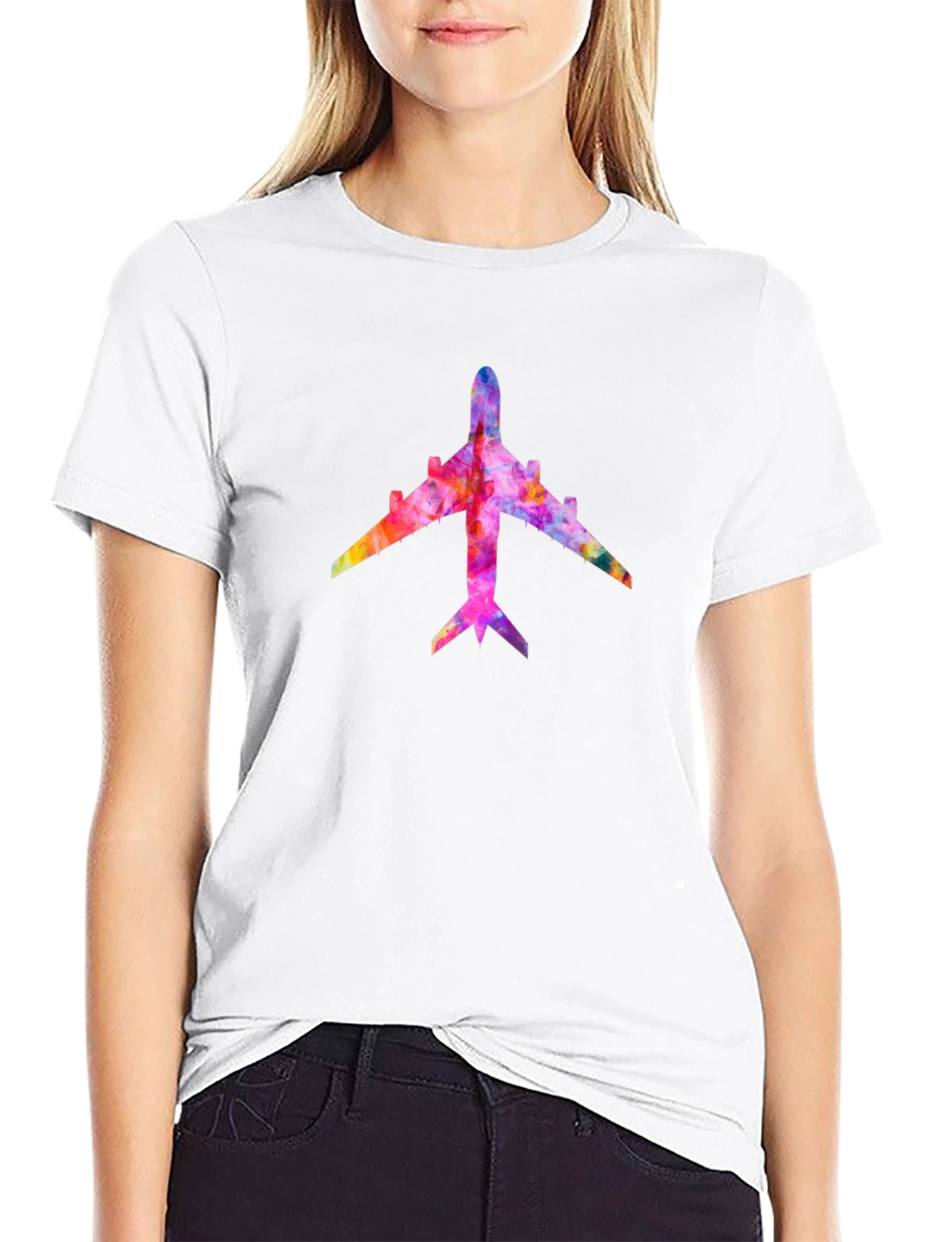 Colorful Airplane Graphic T-Shirt