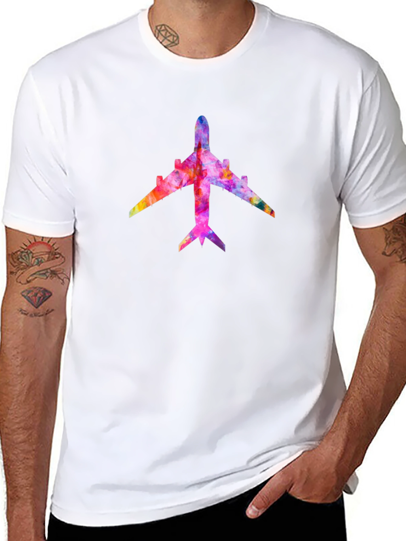 Colorful Airplane Graphic T-Shirt