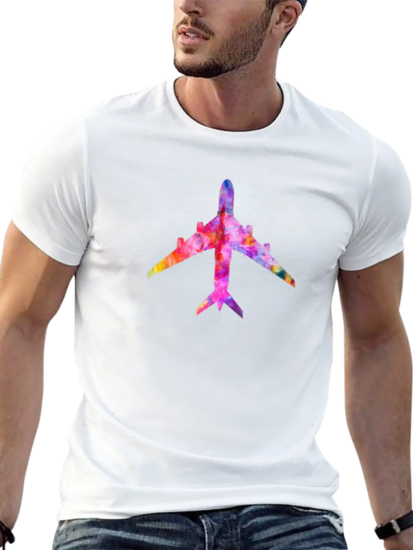 Colorful Airplane Graphic T-Shirt