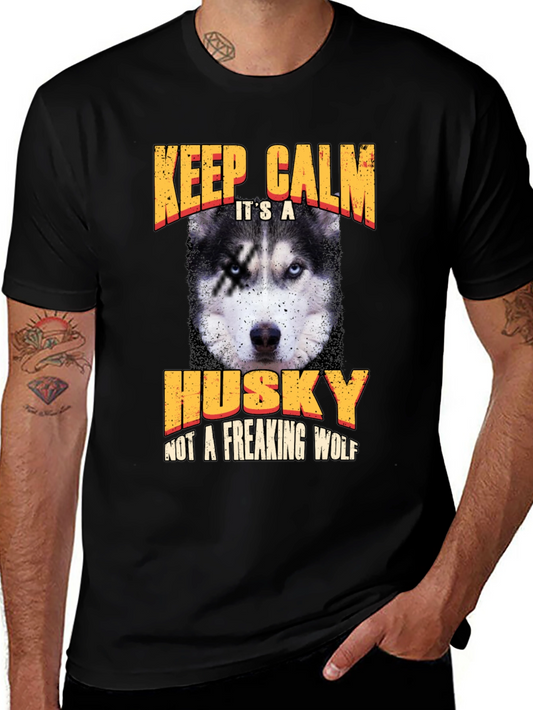Keep Calm Husky T-Shirt - Novelty Dog Lover Tee