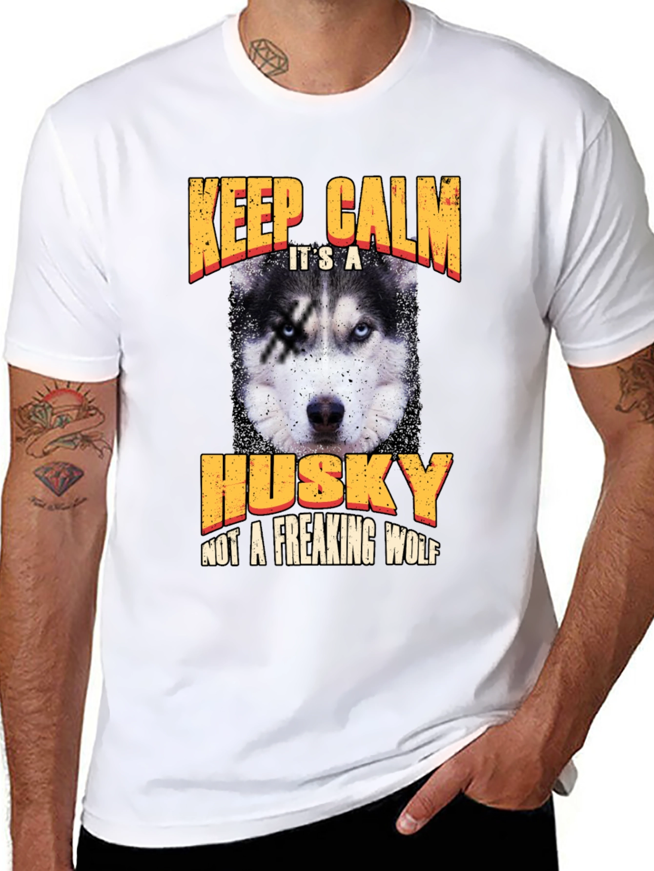 Keep Calm Husky T-Shirt - Novelty Dog Lover Tee