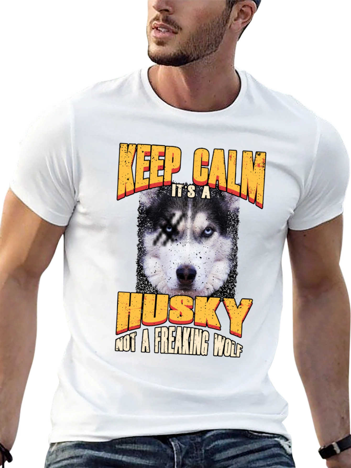 Keep Calm Husky T-Shirt - Novelty Dog Lover Tee