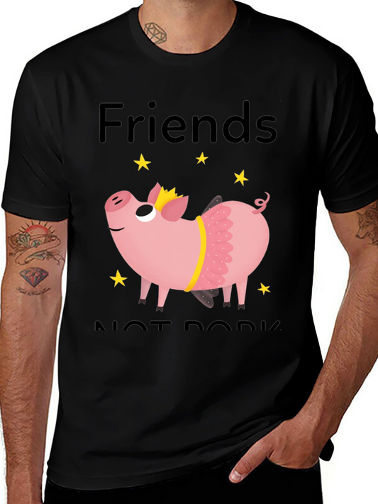 Friends Not Pork T-Shirt - Cute Pig Design
