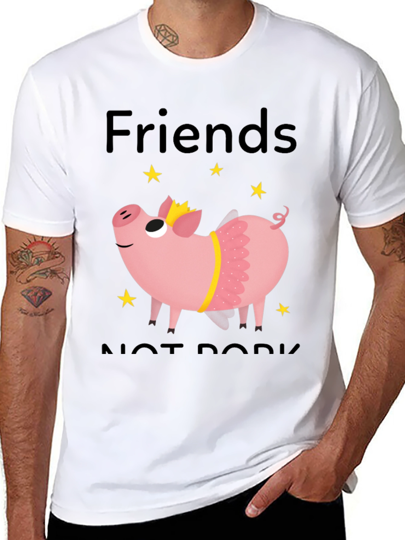 Friends Not Pork T-Shirt - Cute Pig Design