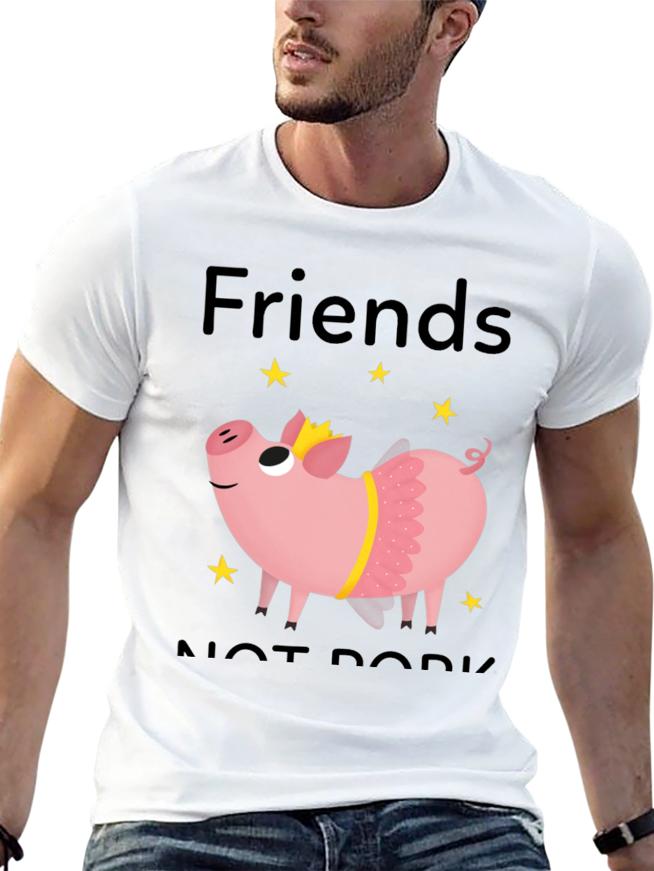 Friends Not Pork T-Shirt - Cute Pig Design