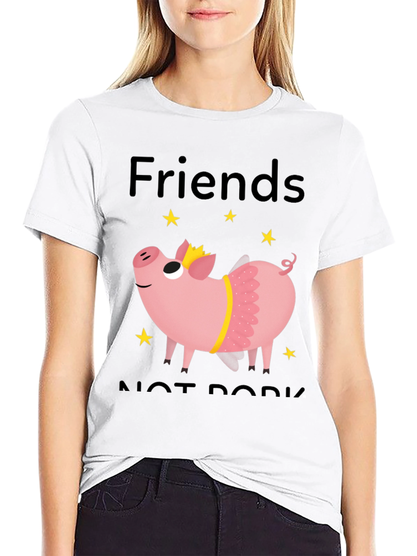 Friends Not Pork T-Shirt - Cute Pig Design