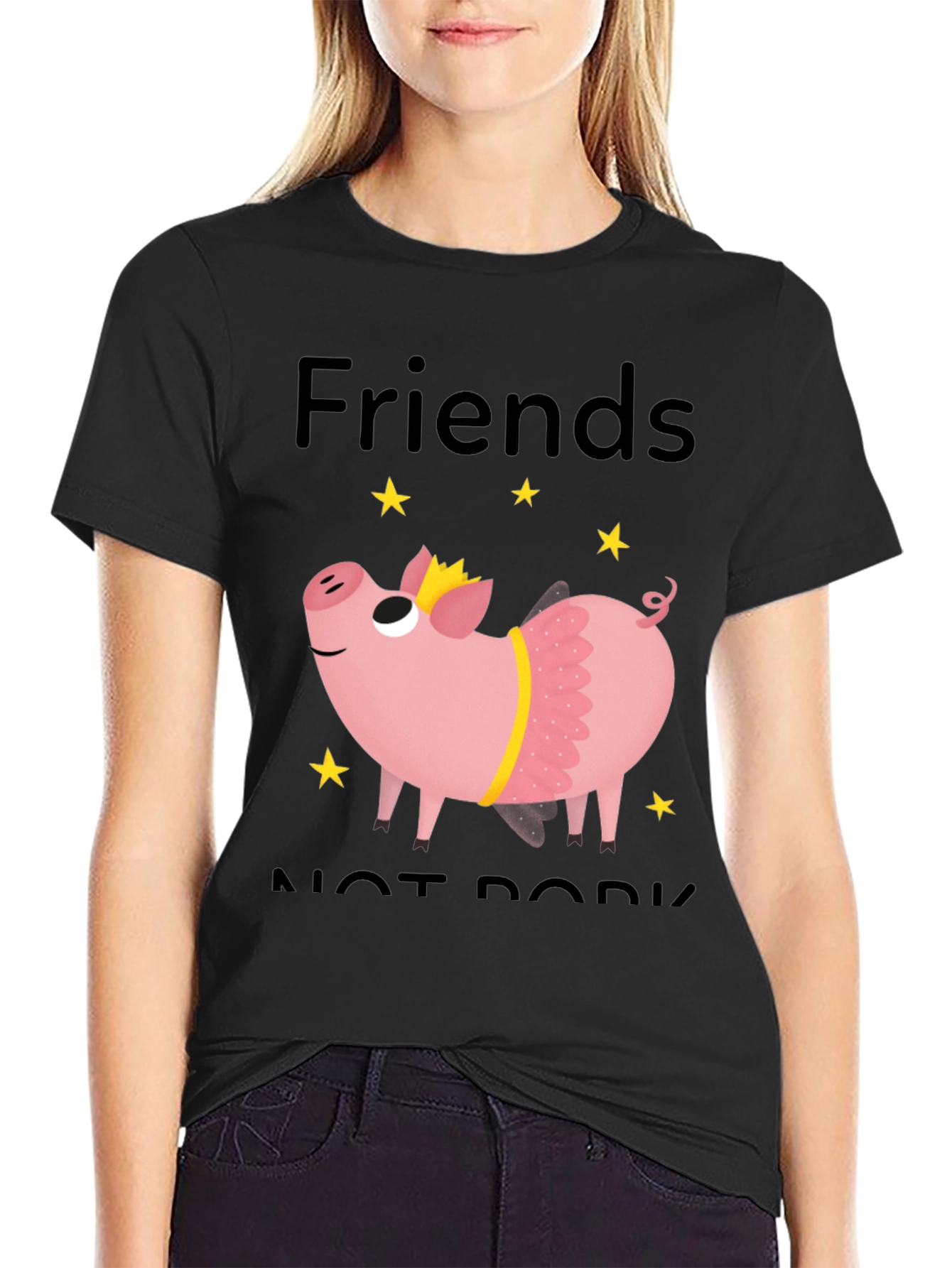 Friends Not Pork T-Shirt - Cute Pig Design