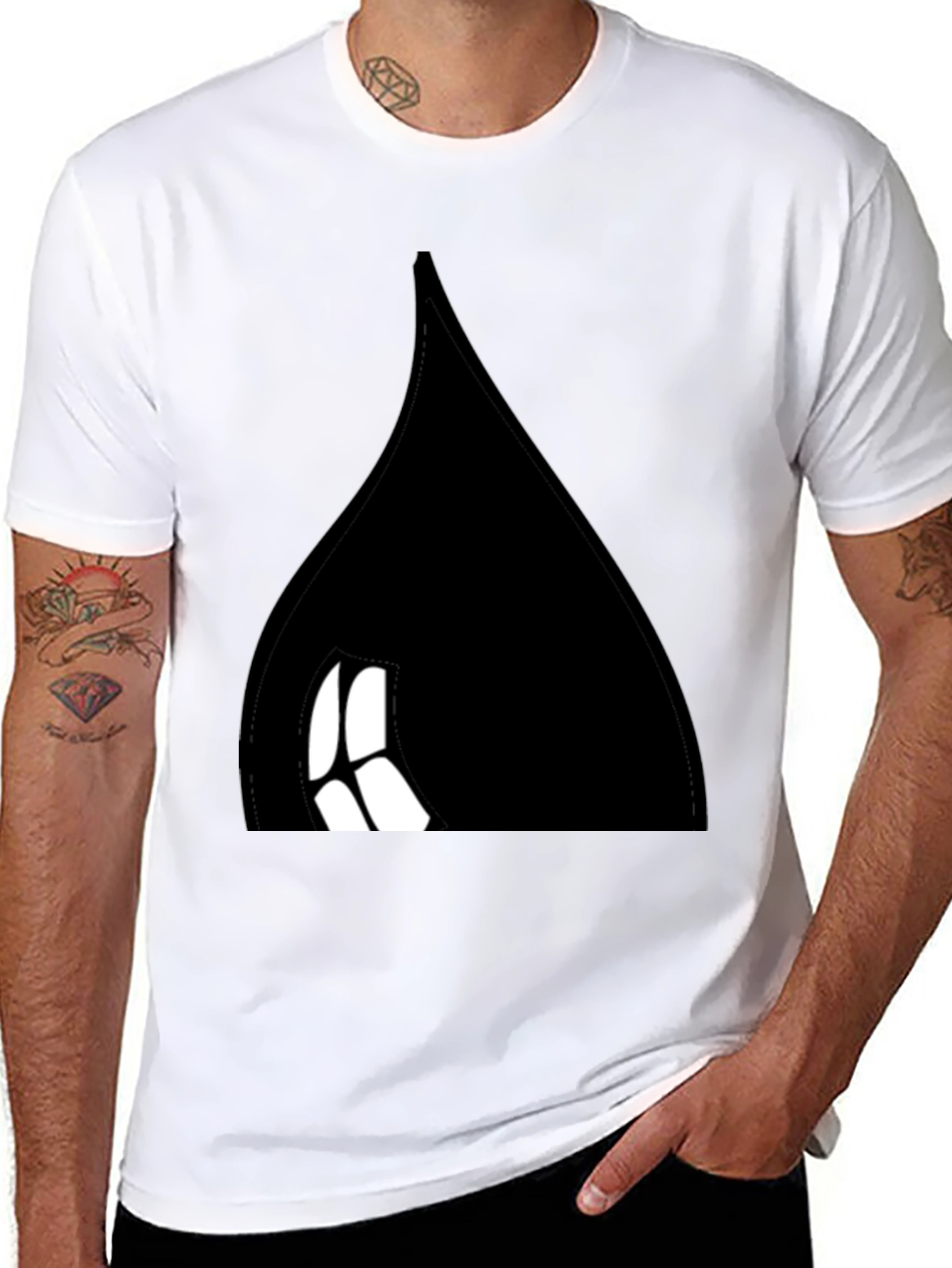 Black Tee with Abstract Design