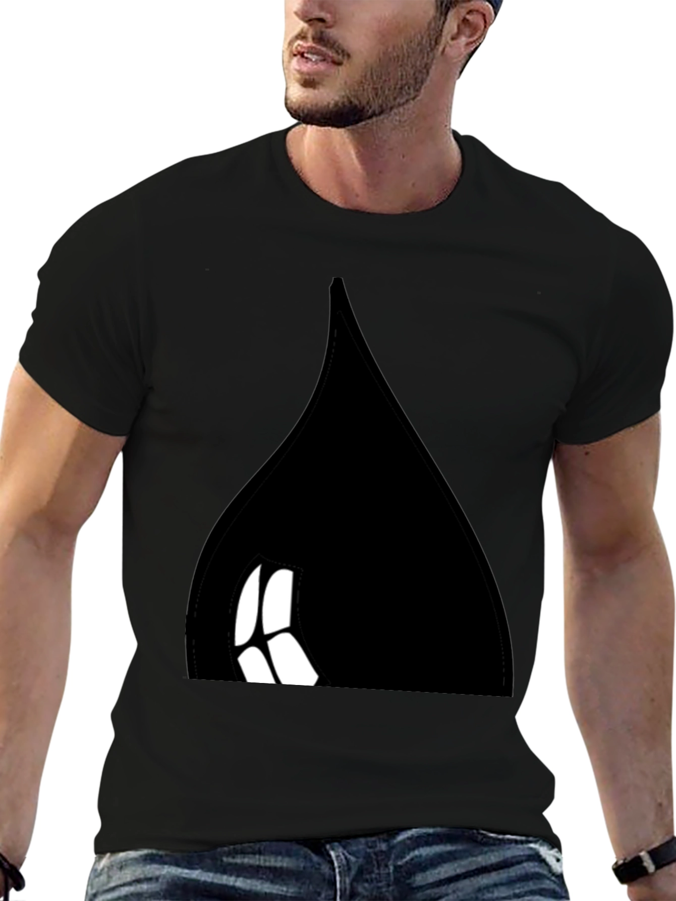Black Tee with Abstract Design